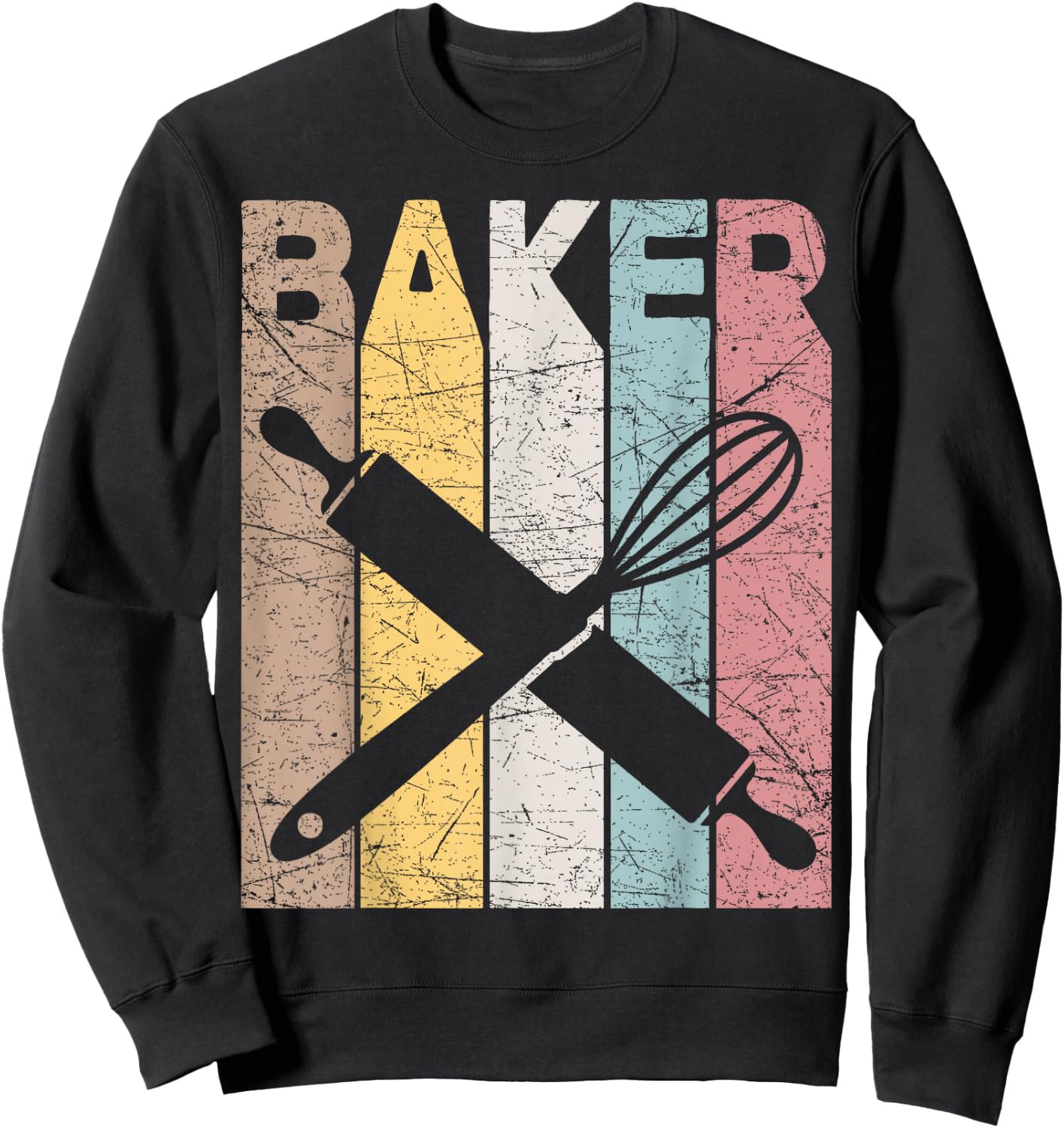 Baker Vintage Bakery Retro Pastry Chef Baking Sweatshirt - Sweatshirt | Black