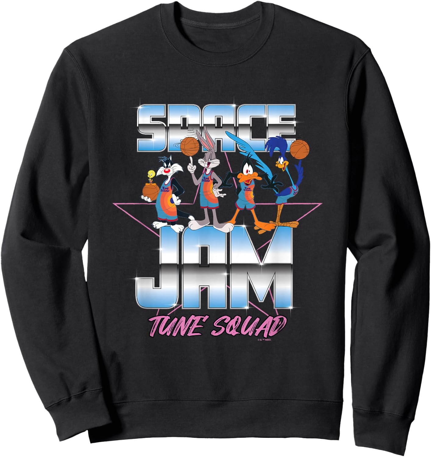 Space Jam 2 Iconic Tune Squad Star Chrome Team Chest Poster Sweatshirt - Sweatshirt | Black