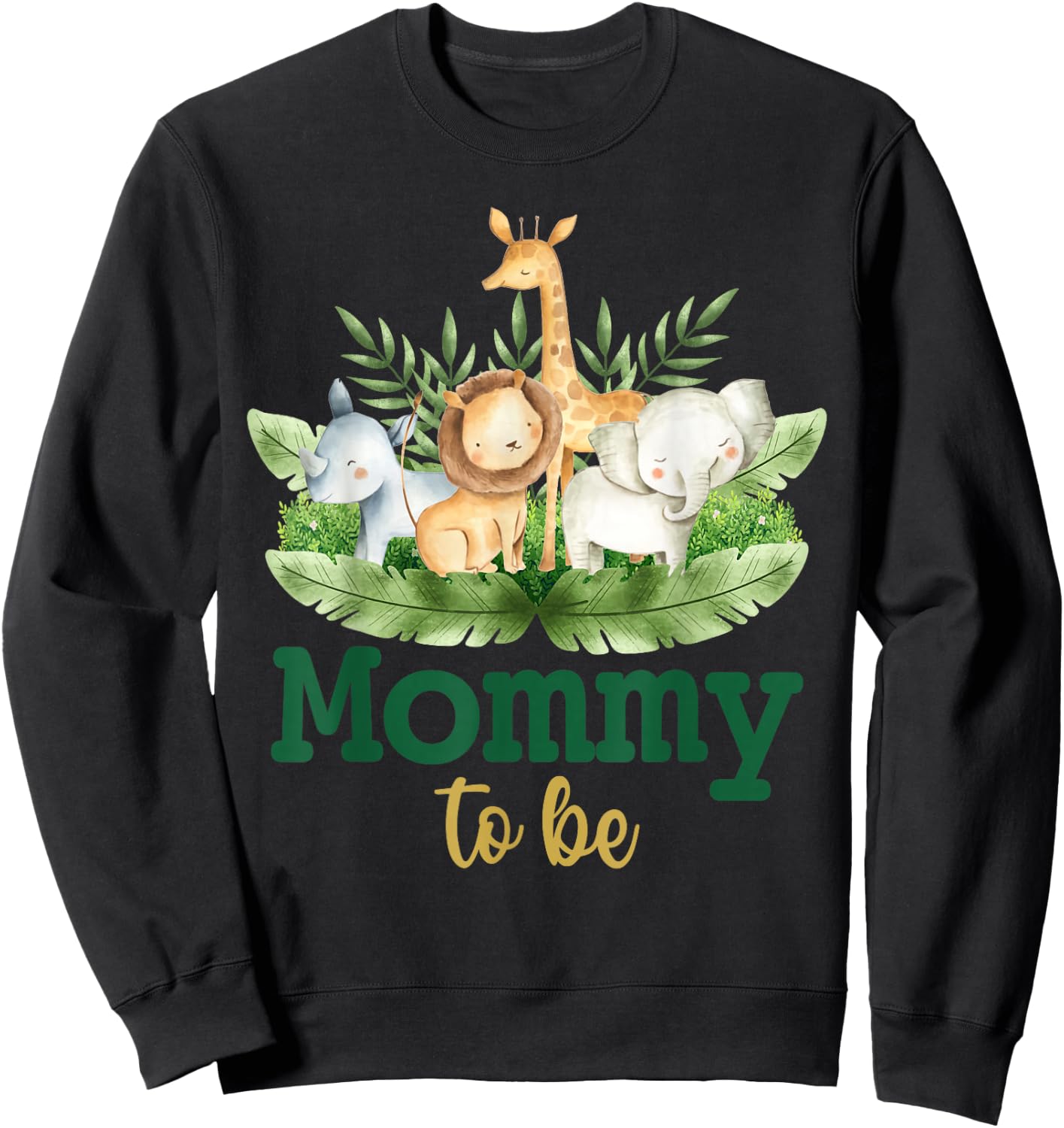 Soon To Be Mommy Jungle Animals Safari Baby Reveal Sweatshirt - Sweatshirt | Black