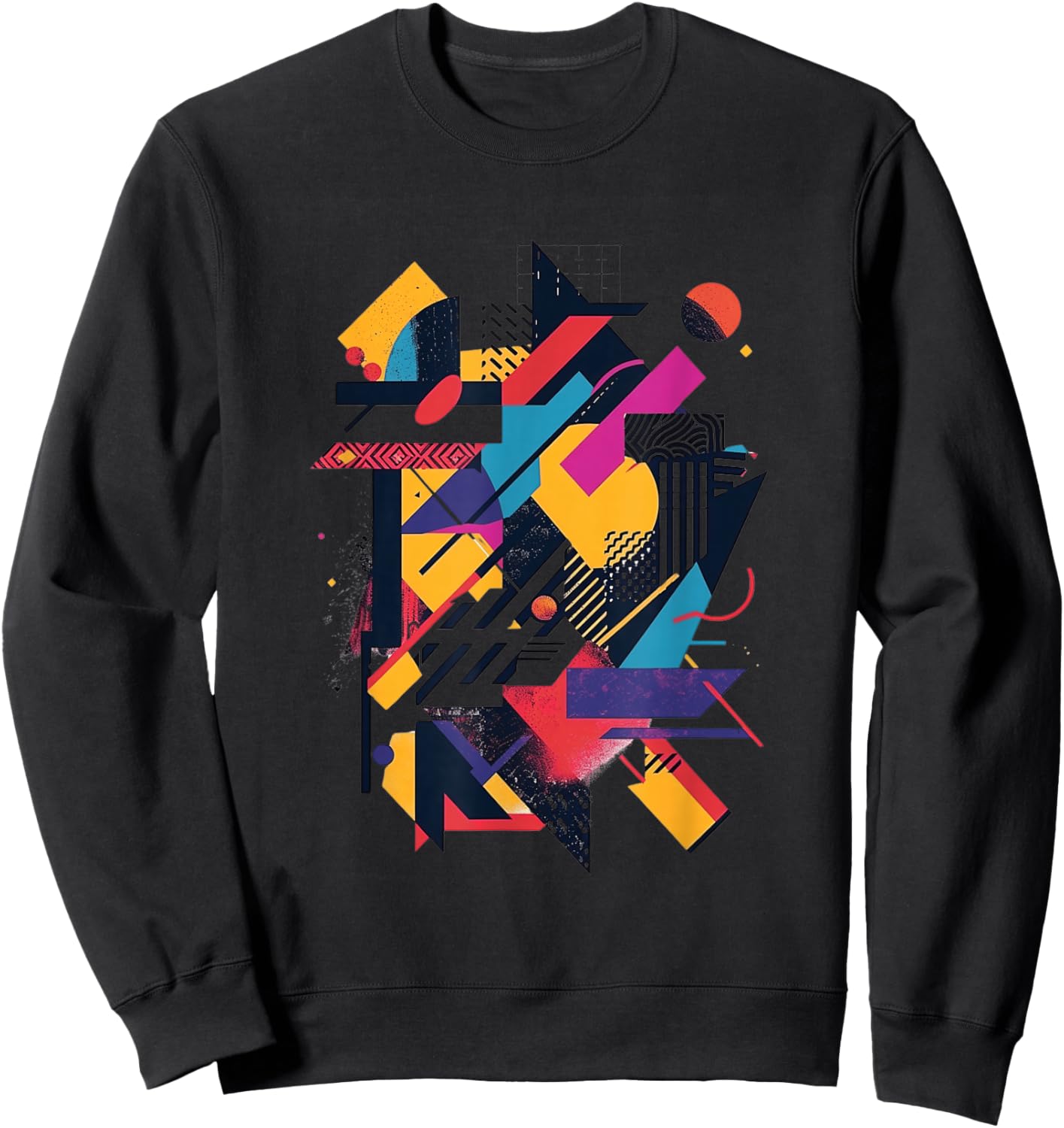 Modern Abstract Geometric Print Sweatshirt - Sweatshirt | Black