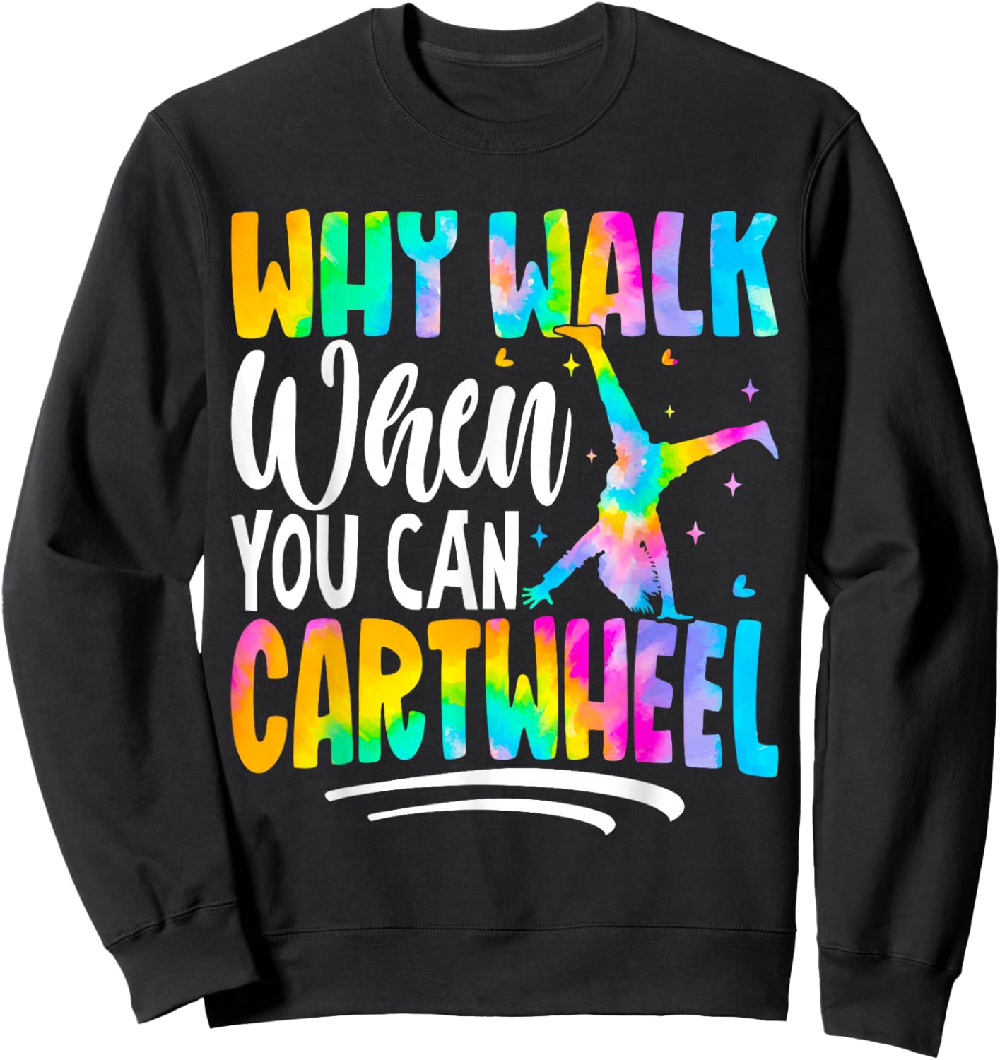 Cartwheel Gymnast Girl Tie Dye Gymnastic Girl Tumbling Sweatshirt - Sweatshirt | Black