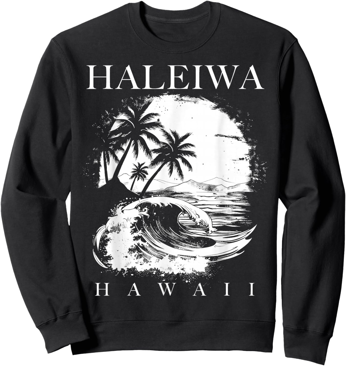 Haleiwa Hawaii Aloha Hawaiian Surfer Vintage Style Sweatshirt - Sweatshirt | Black