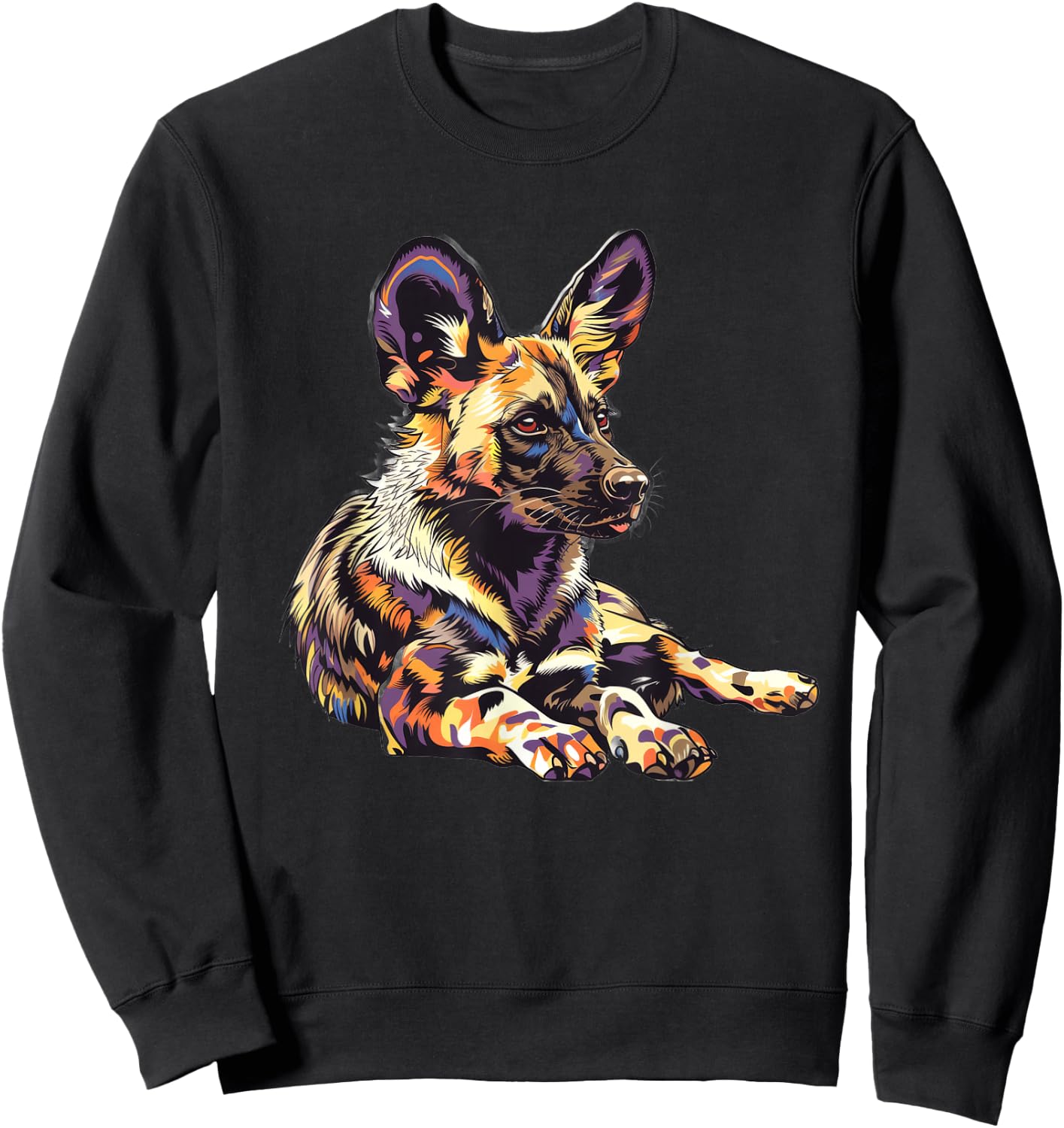African Wild Dog Under A Rainbow Sweatshirt - Sweatshirt | Black