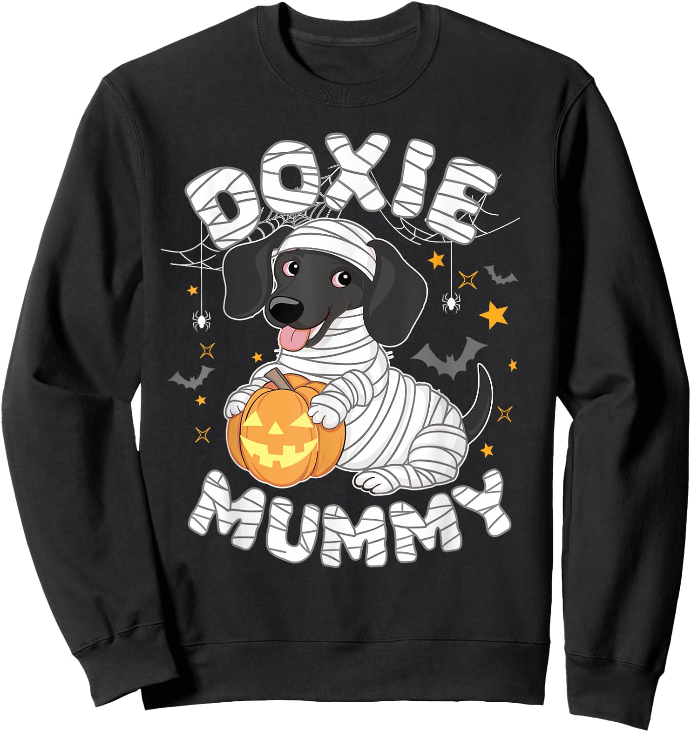 Halloween Costume Dachshund Dog Lover Doxie Mummy Sweatshirt - Sweatshirt | Black