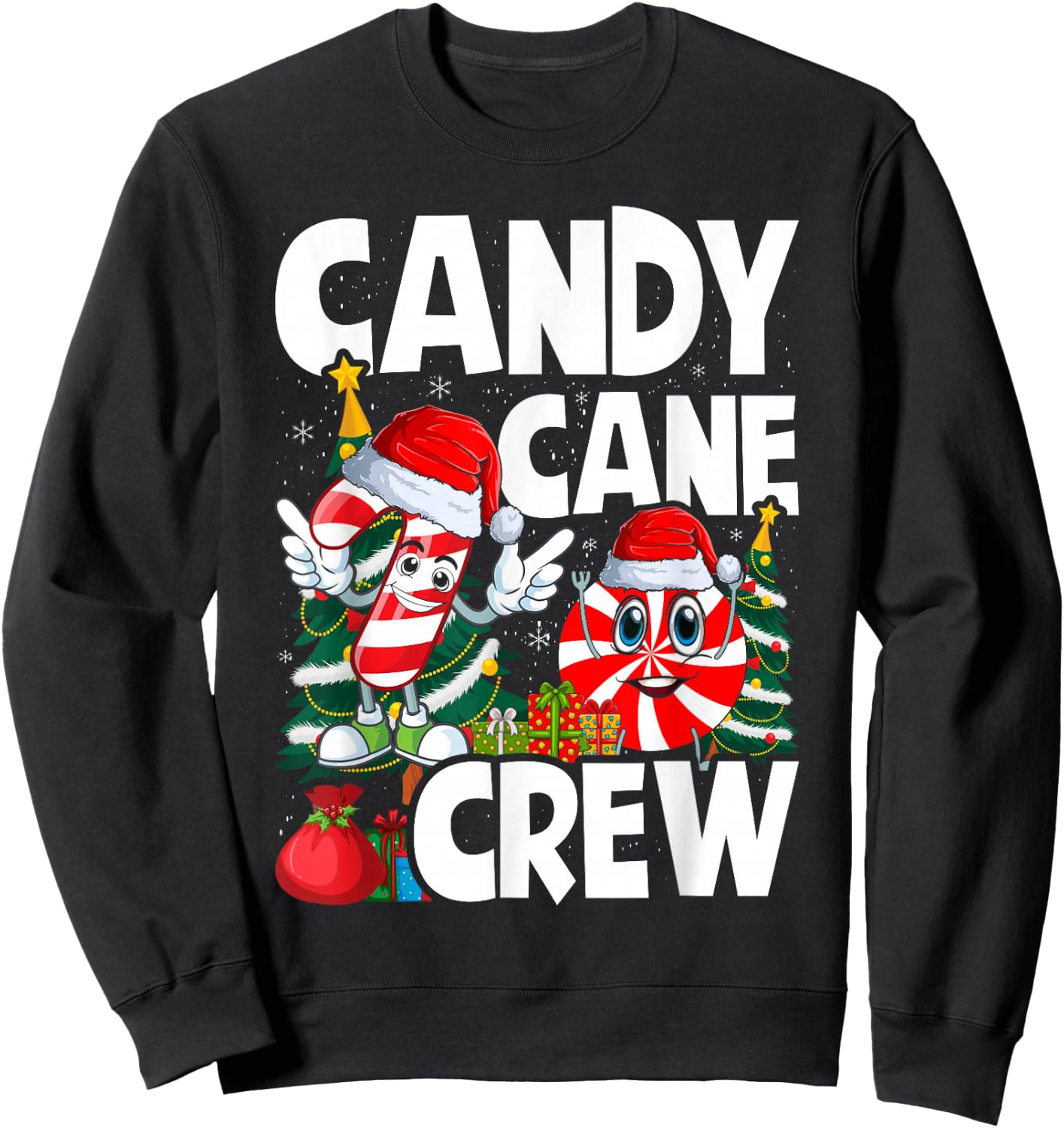 Candy Cane Crew Christmas Xmas Love Candy Boys Girls Kids Sweatshirt - Sweatshirt | Black
