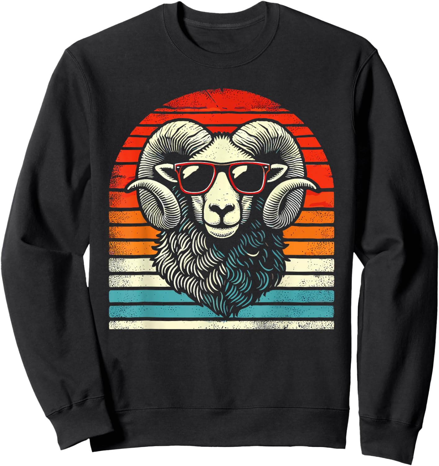 Retro Ram in Sunglasses Men Women Kids Novelty Funny Ram Sweatshirt - Sweatshirt | Black