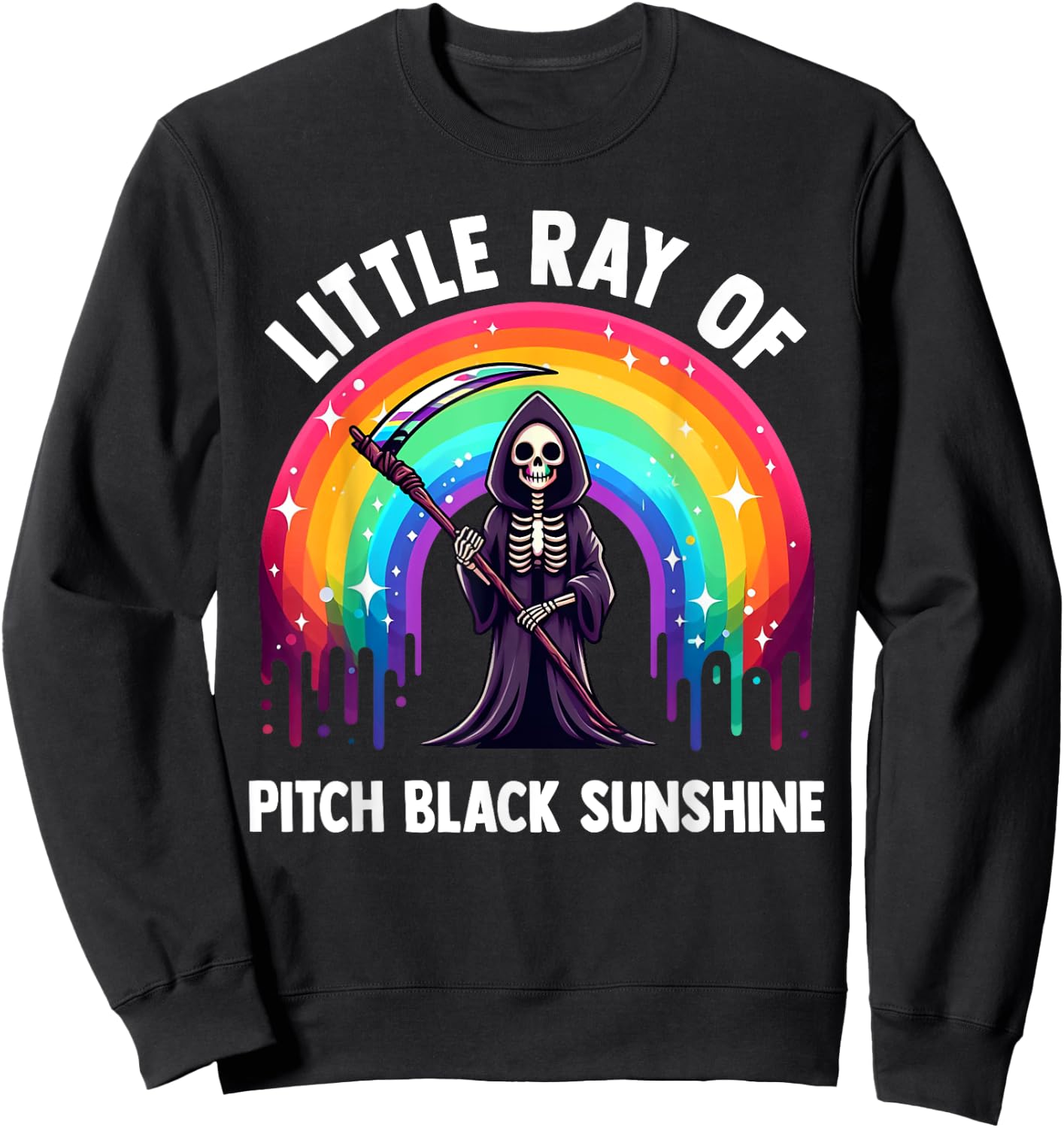Little Ray Of Pitch Black Sunshine Death Rainbow Halloween Women Sweatshirt - Sweatshirt | Black