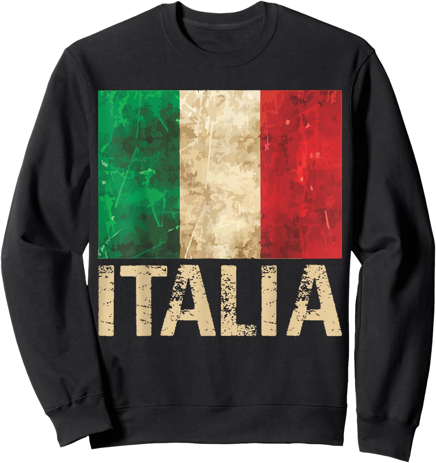 Vintage Italia Shirt Distressed Italy Flag Italian Pride Sweatshirt - Sweatshirt | Black