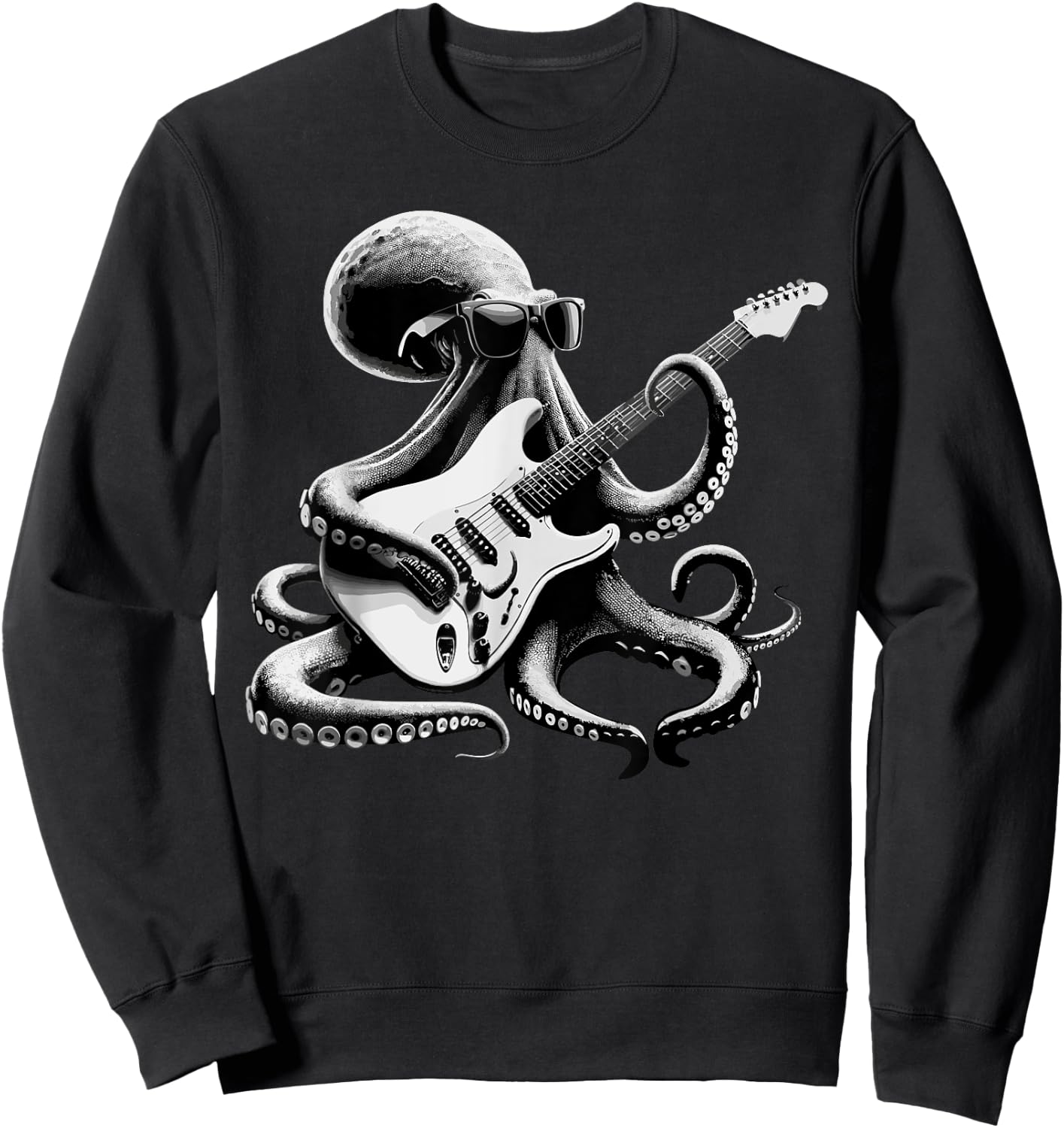 Guitar Octopus Novelty Rock Music Band Concert Funny Guitar Sweatshirt - Sweatshirt | Black