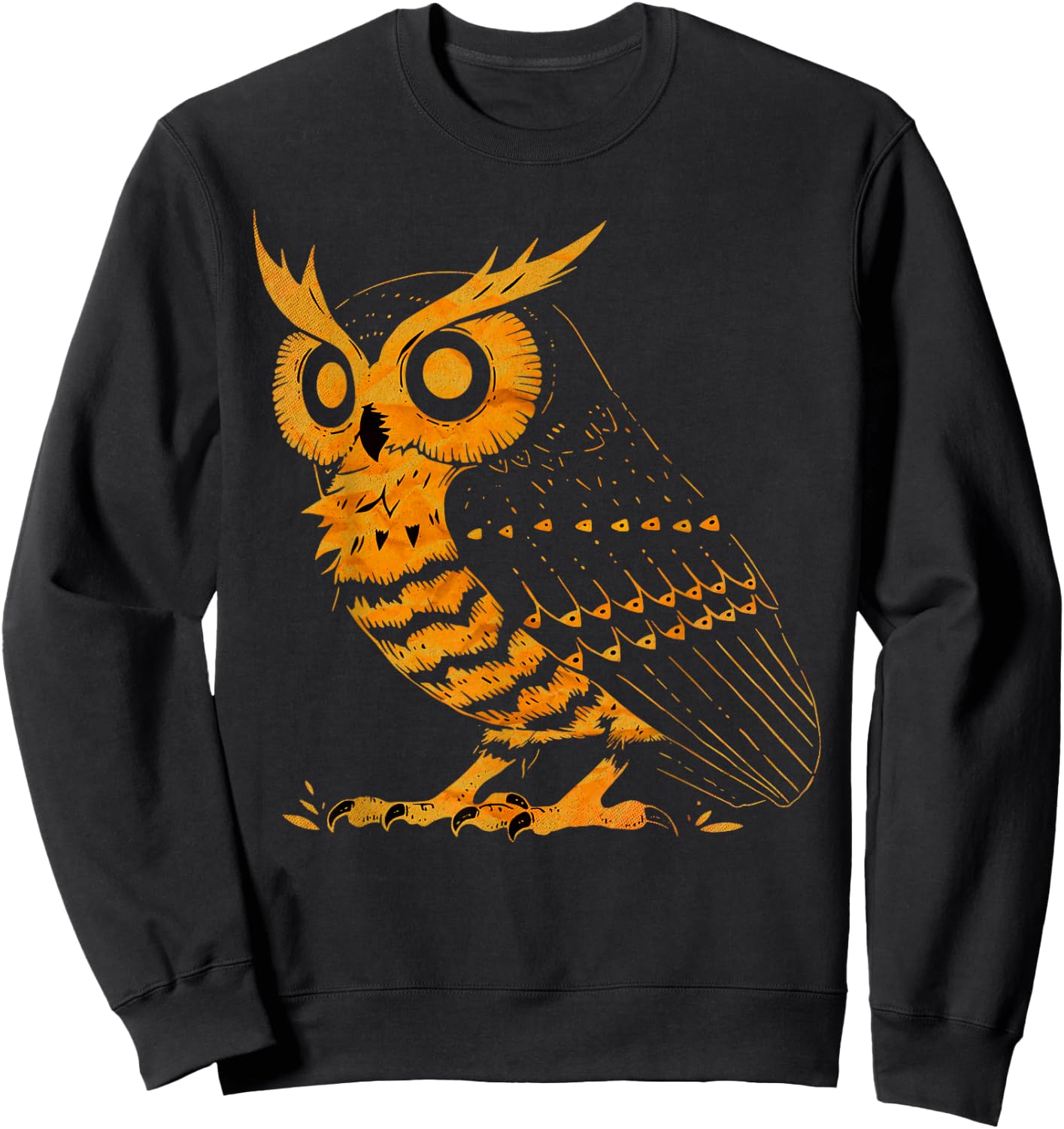 Cute Retro Aesthetic Orange Bird Head Nocturnal Owl Lover Sweatshirt - Sweatshirt | Black