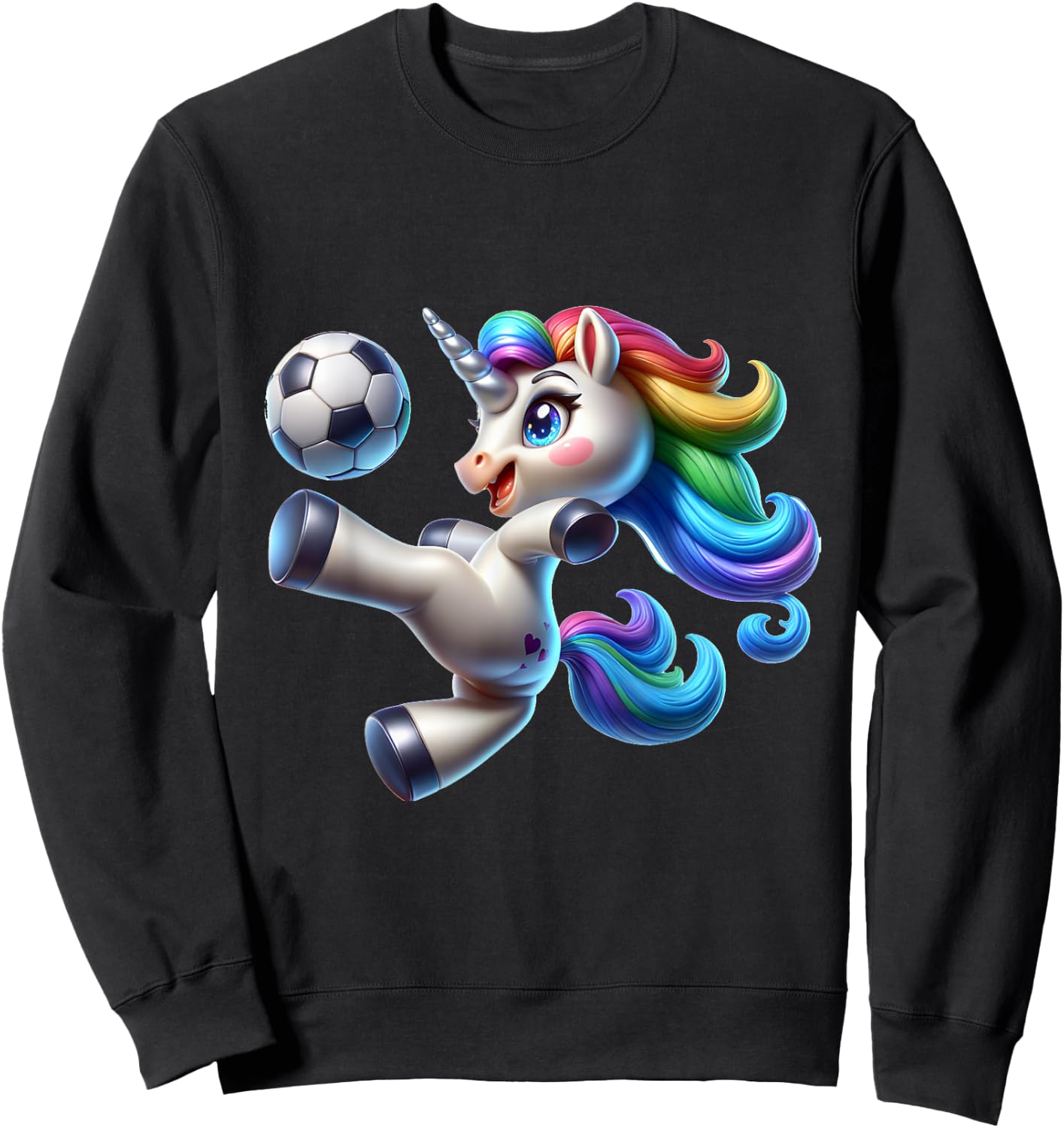 Cute Soccer Player Unicorn Sweatshirt - Sweatshirt | Black