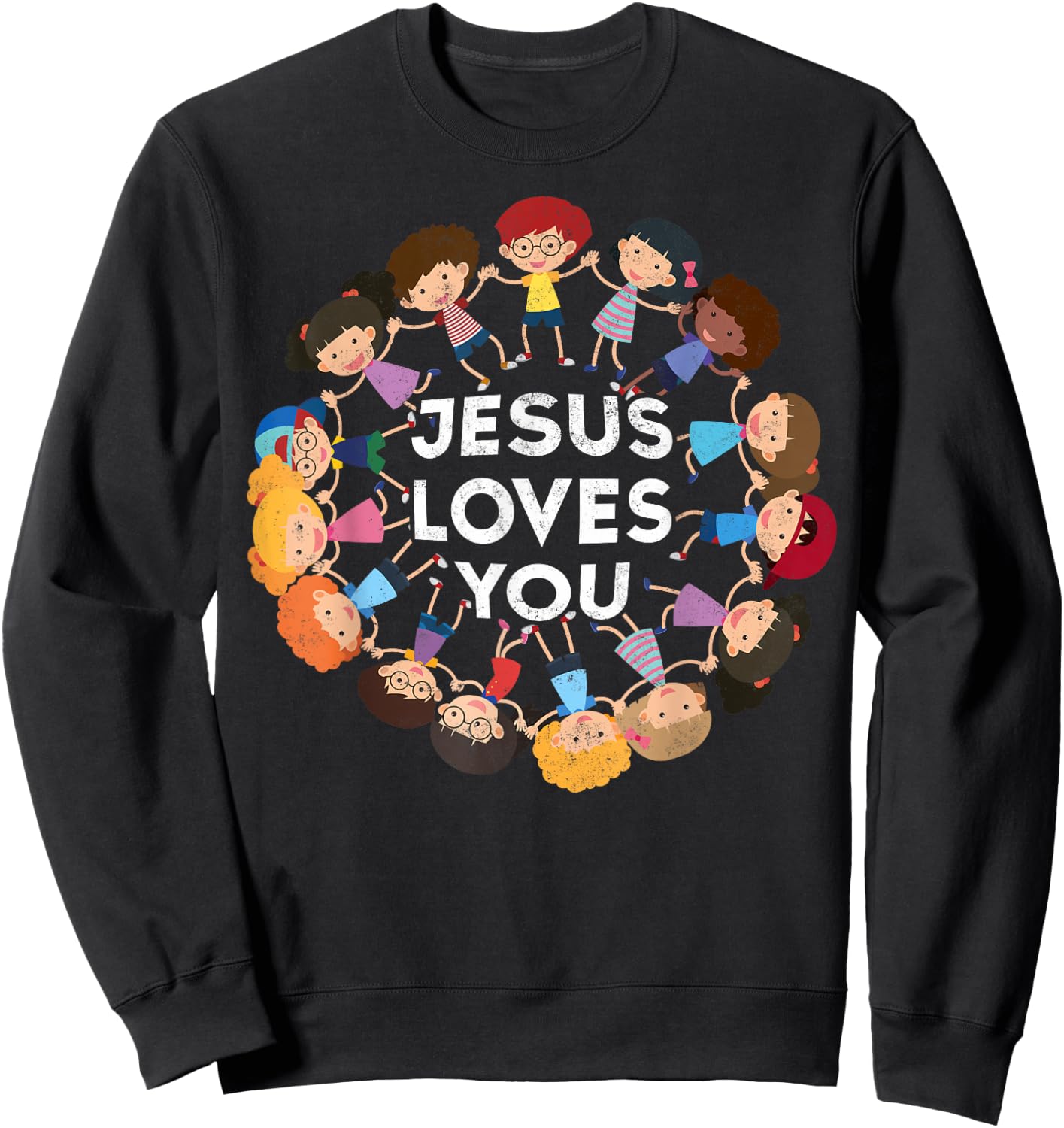 Jesus Loves You Christian Kids Jesus Christ Bible Lover Sweatshirt - Sweatshirt | Black