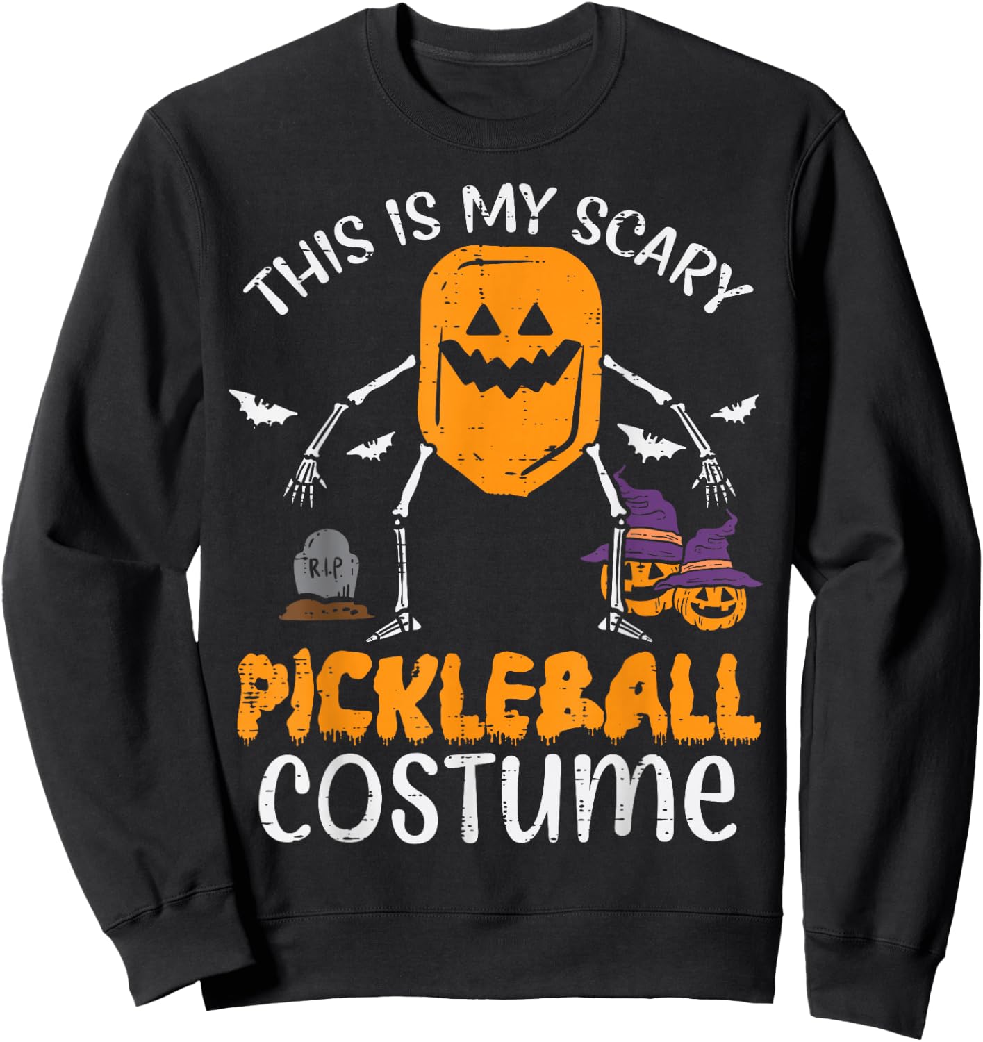 This Is My Scary Pickleball Costume Halloween Men Women Kids Sweatshirt - Sweatshirt | Black