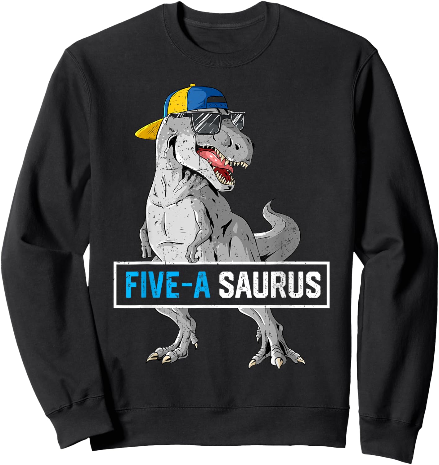 5 Years Old Dinosaur 5th Birthday T Rex Dino Five Saurus Sweatshirt - Sweatshirt | Black