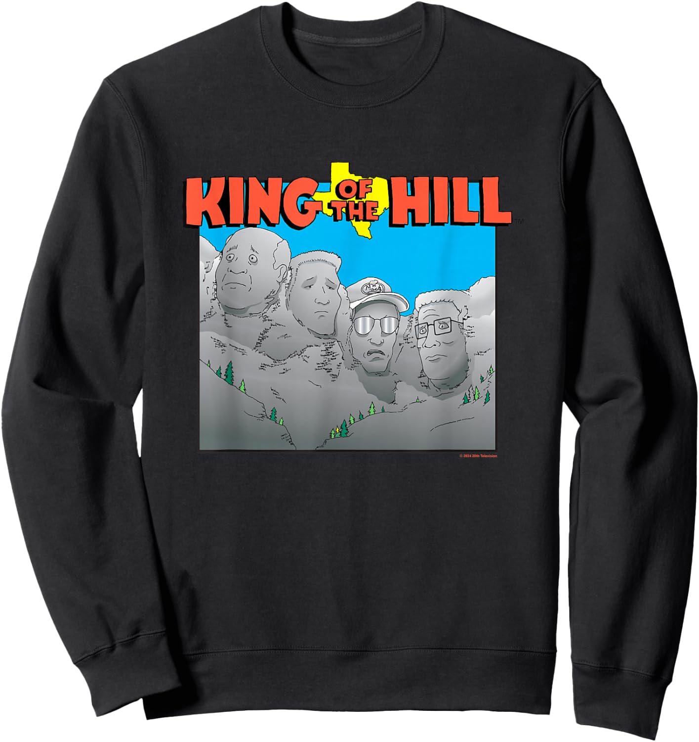 King of The Hill Iconic Rushmore Group Shot Big Chest Logo Sweatshirt - Sweatshirt | Black