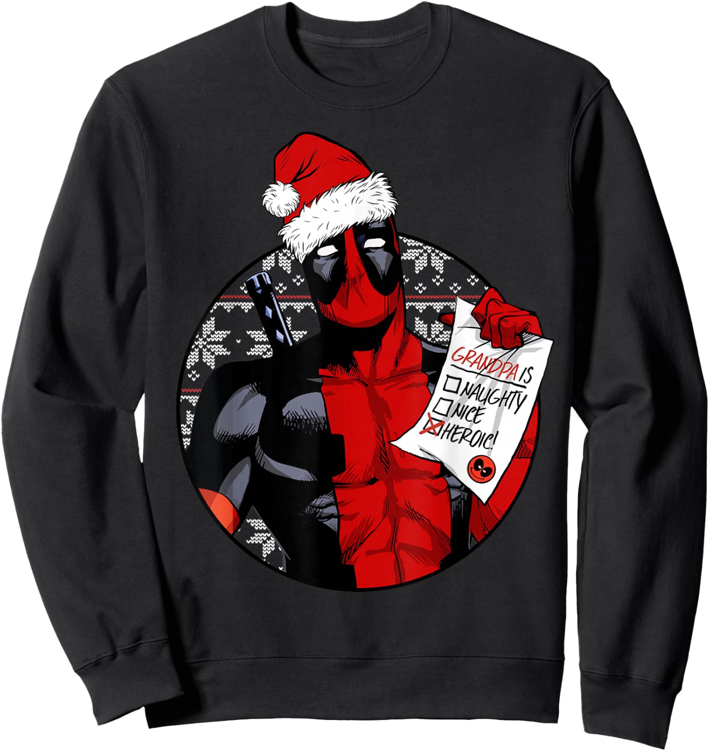 Marvel Deadpool List Grandpa Is Heroic Christmas Sweatshirt - Sweatshirt | Black