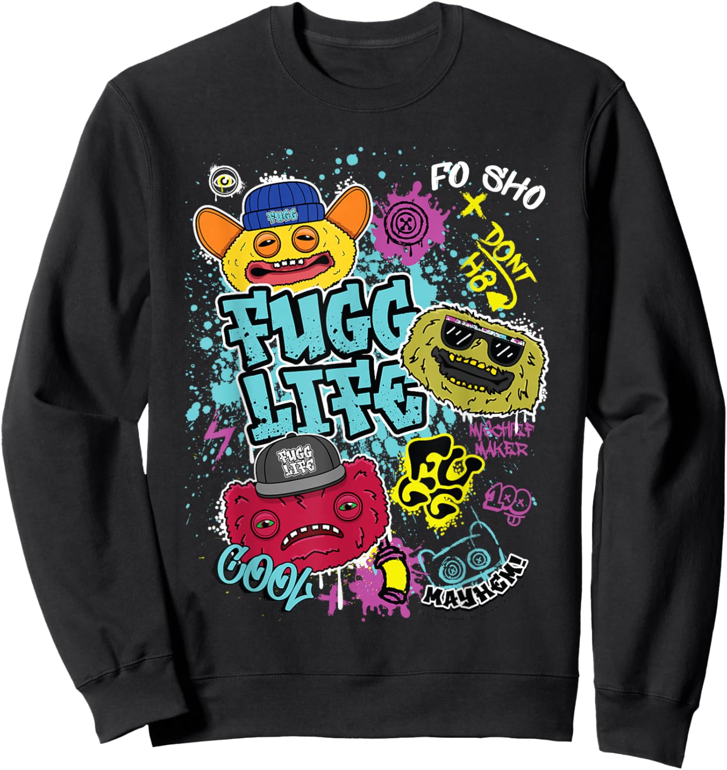 Fugg Life Grin Grin Count Underoo Mcgoo & Wide Eyed Weirdo Sweatshirt - Sweatshirt | Black