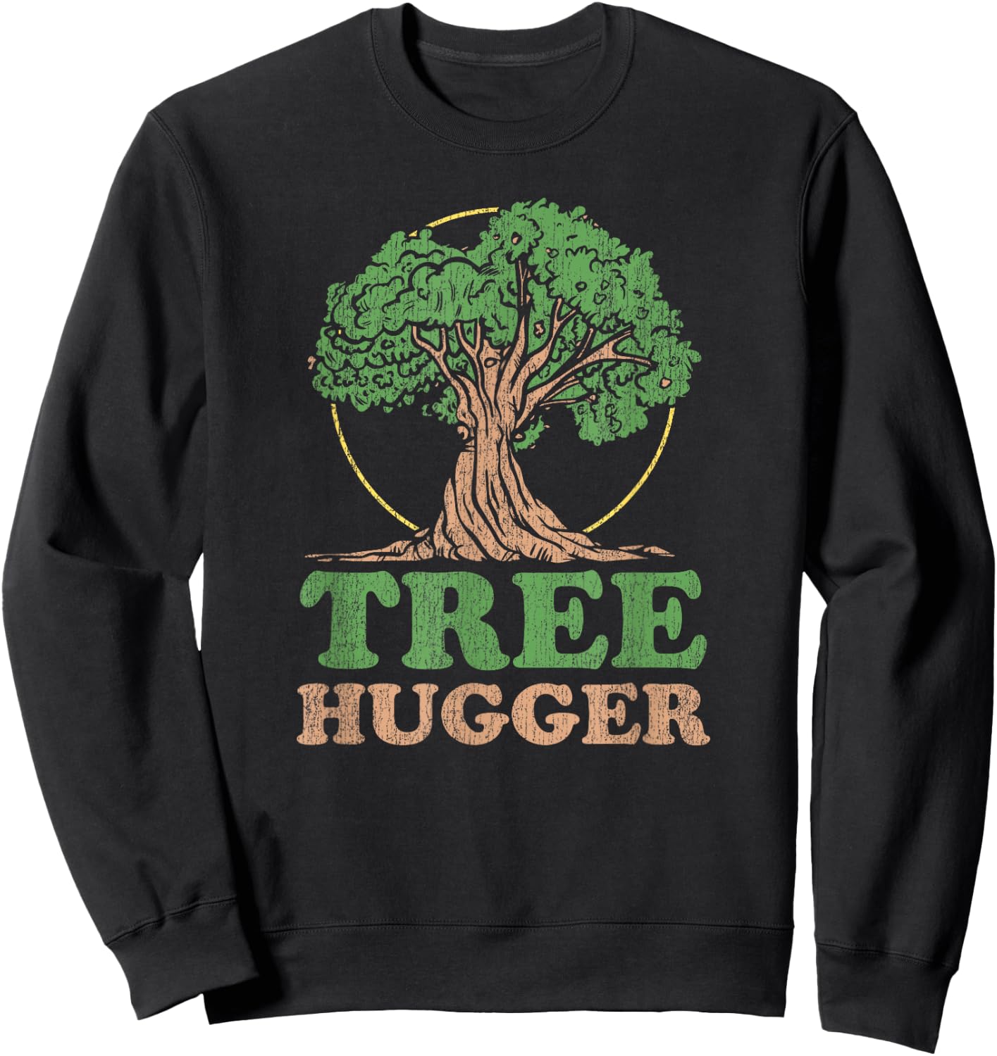 Tree Hugger Retro Vintage Environmental Nature Lover Sweatshirt - Sweatshirt | Black
