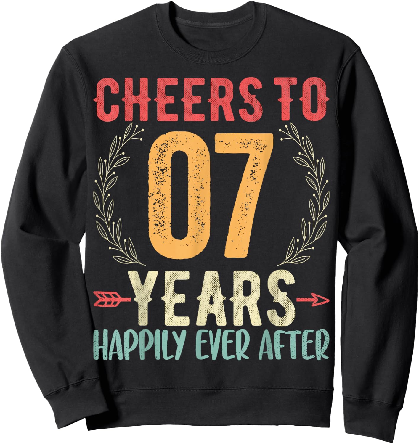 Cheers To 7 Years - 7th Wedding Anniversary Husband Wife Sweatshirt - Sweatshirt | Black