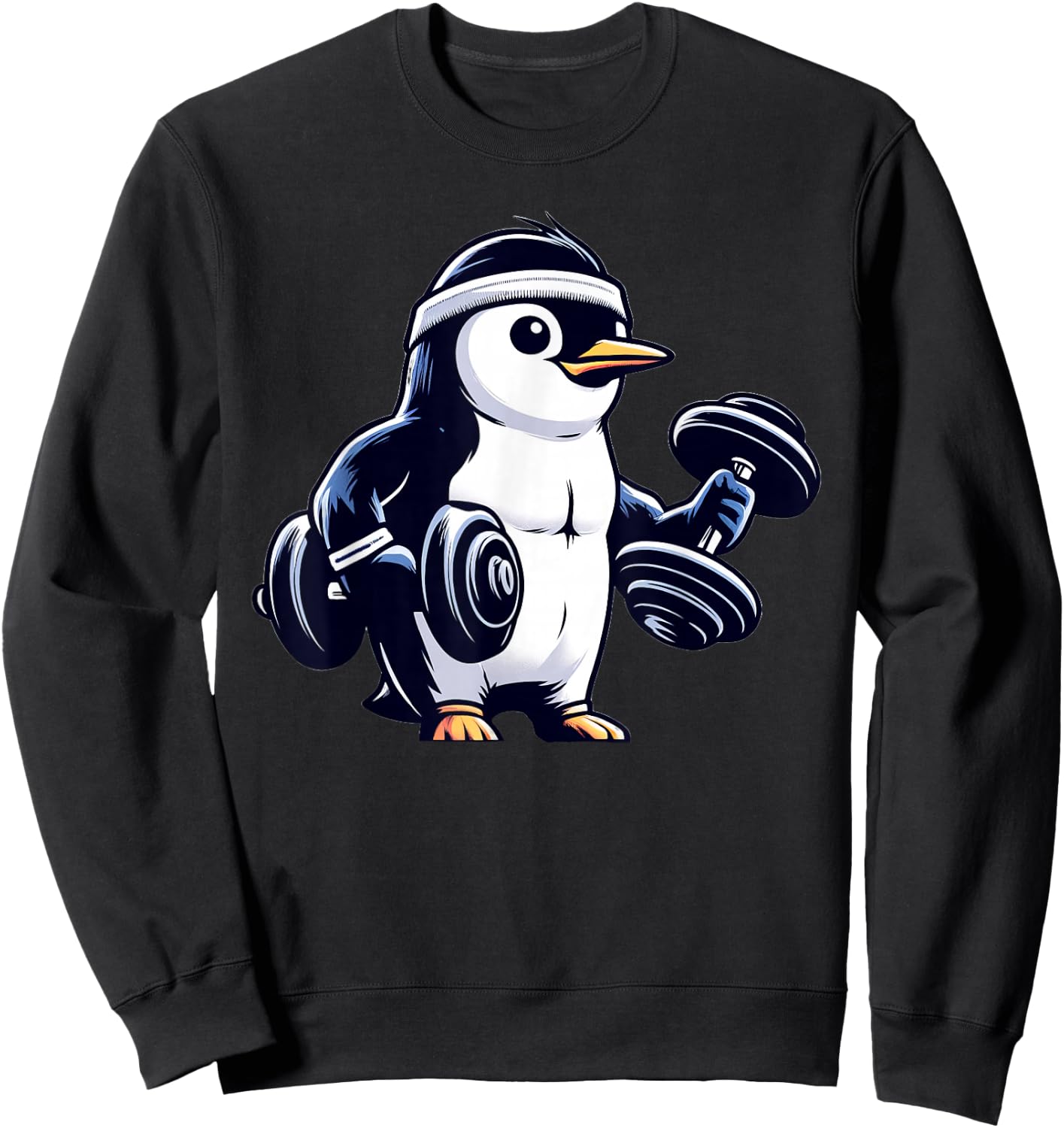 Penguin Powerlifting Weightlifting Gym Workout Sweatshirt - Sweatshirt | Black