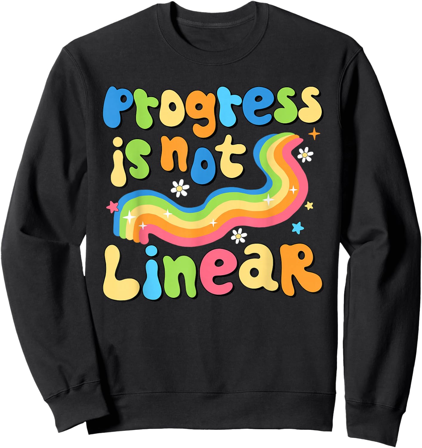 Progress Is Not Linear Groovy Special Education Teacher Sweatshirt - Sweatshirt | Black