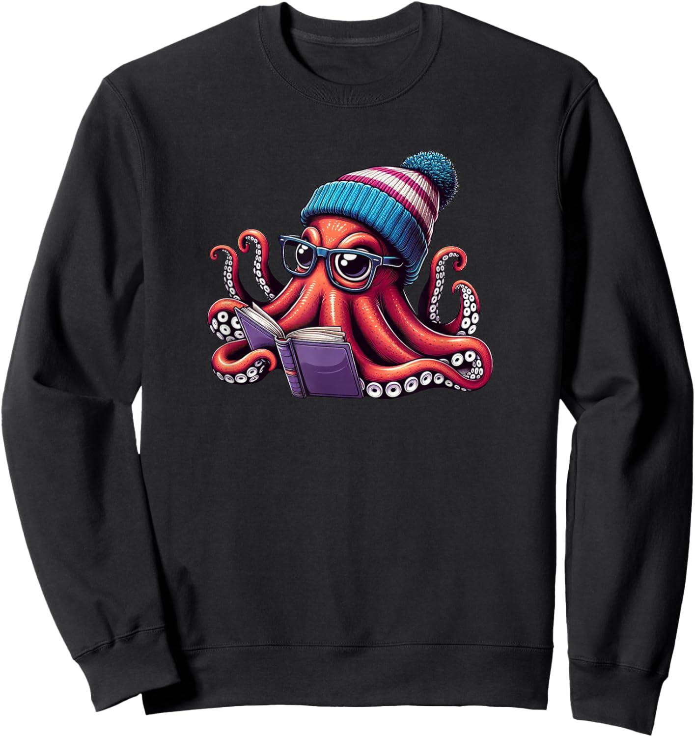 Octopus Reading Book, Kraken Book Lover Sweatshirt - Sweatshirt | Black