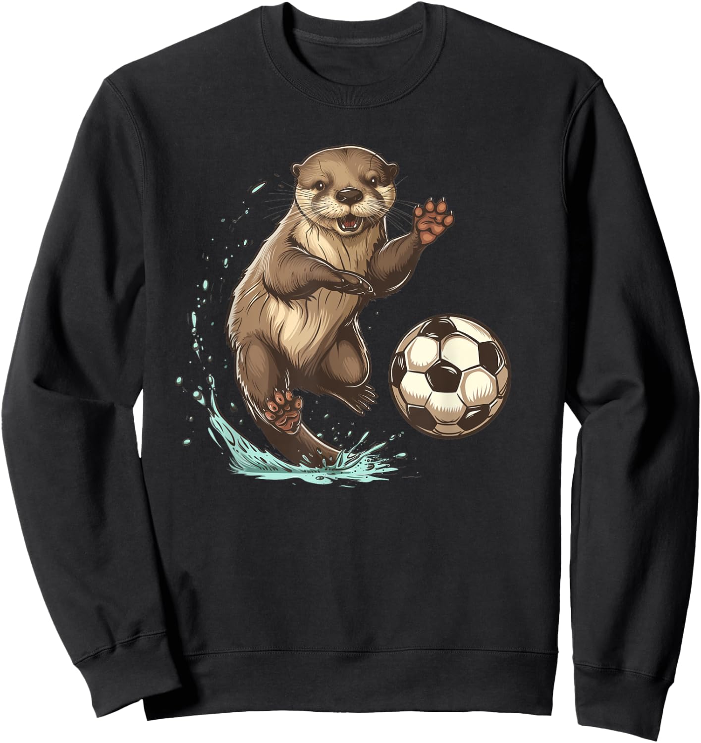 Otter Playing Soccer - Otter Futbol - Otter Soccer Sweatshirt - Sweatshirt | Black