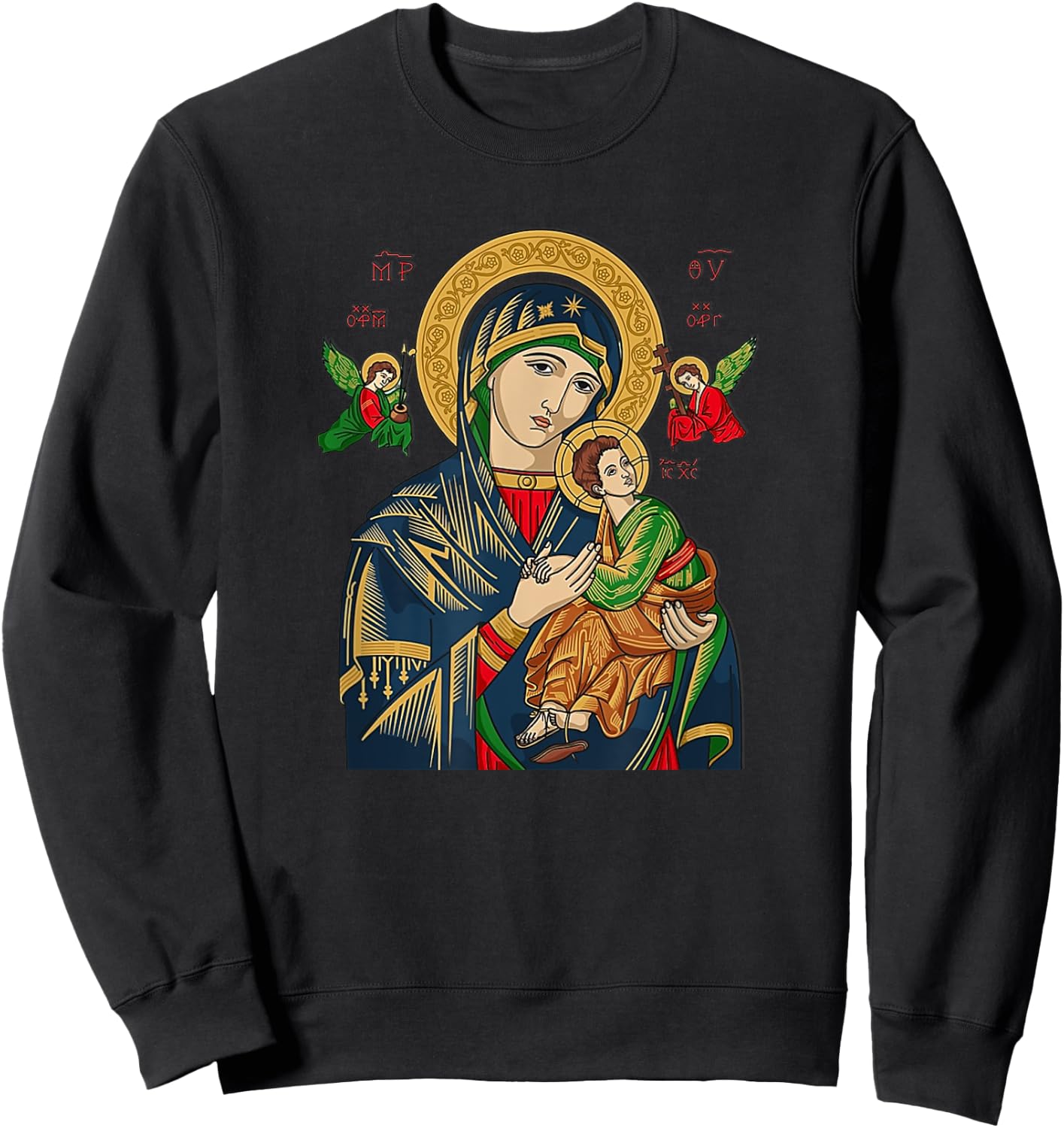 Our Lady of Perpetual Help Blessed Mother Mary Catholic Sweatshirt - Sweatshirt | Black
