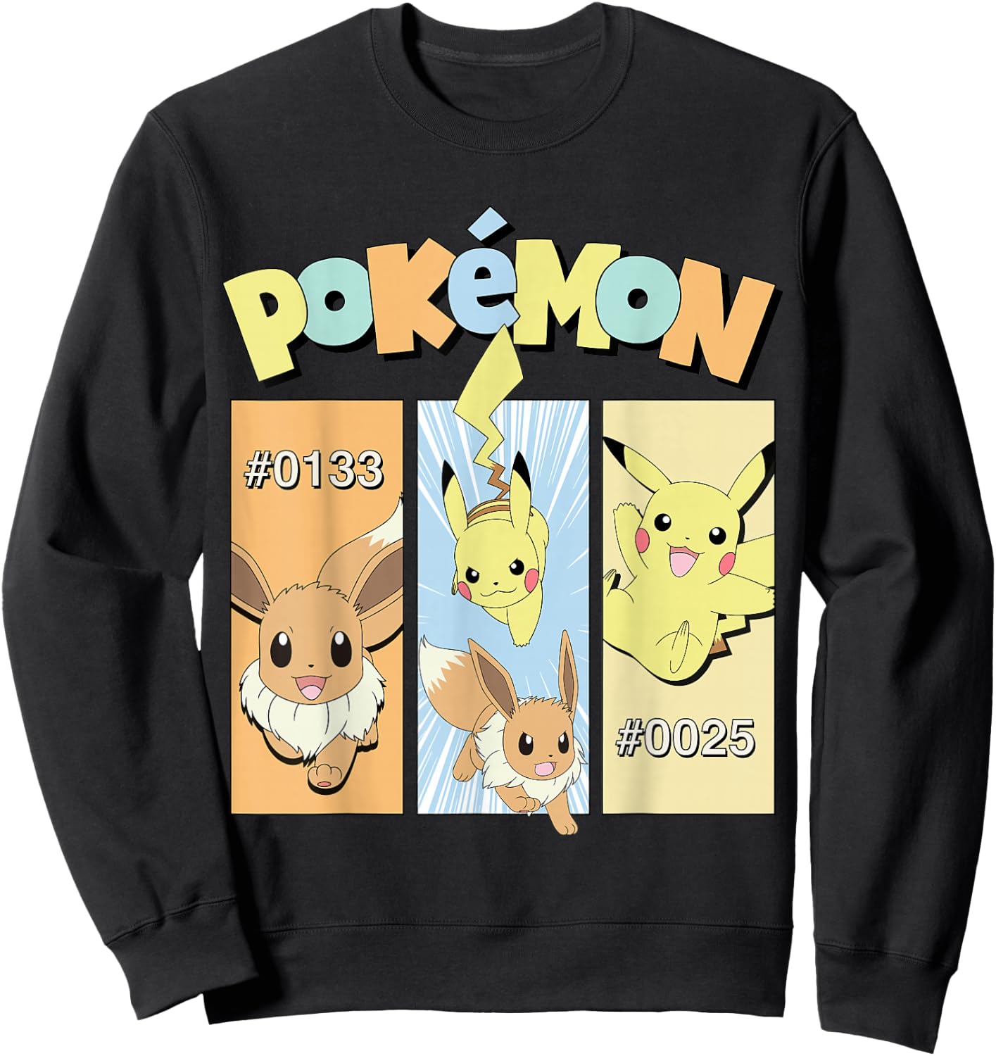 Pokémon - Pikachu and Eevee Character Panels Sweatshirt - Sweatshirt | Black