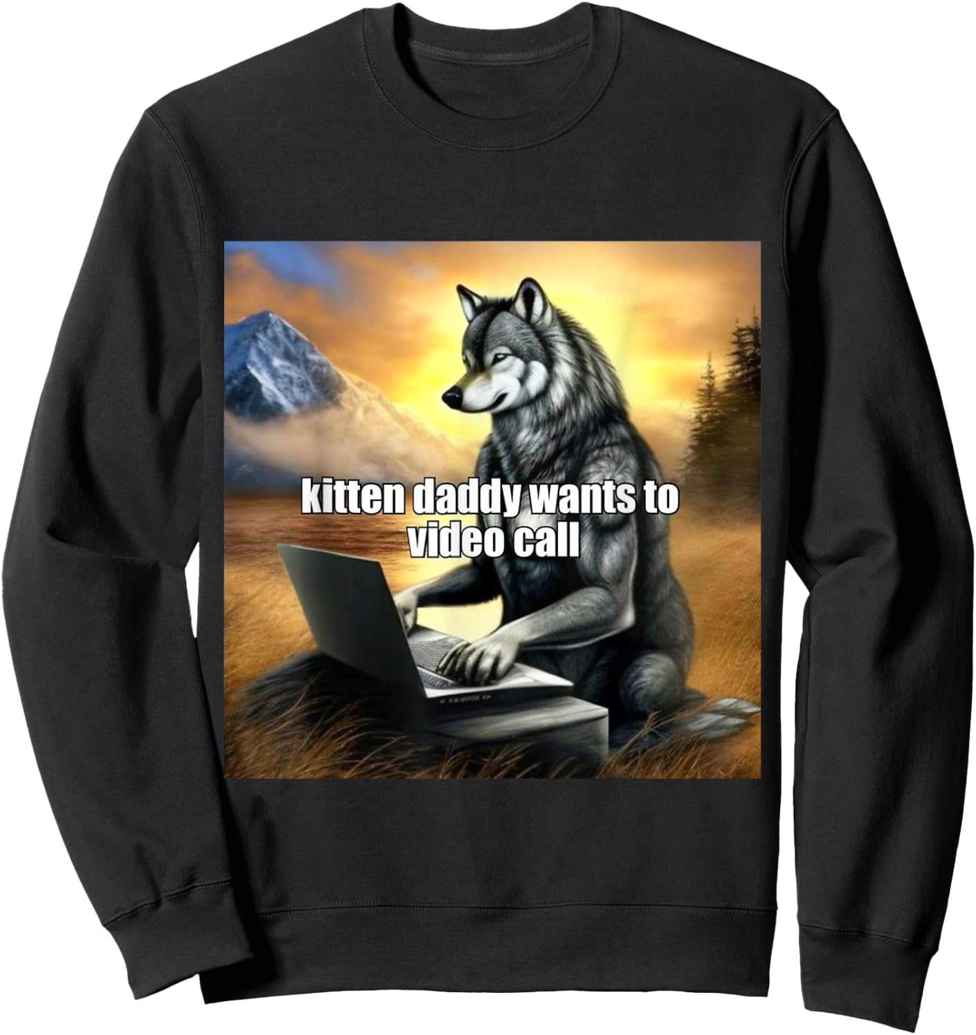 Kitten Daddy Wants to Video Call Sweatshirt - Sweatshirt | Black