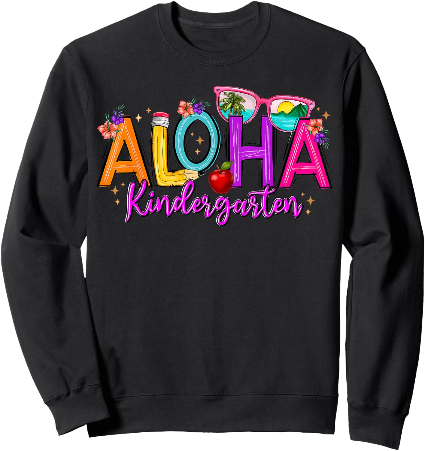 Aloha Kindergarten Summer Beach Vacation Teacher School Sweatshirt - Sweatshirt | Black