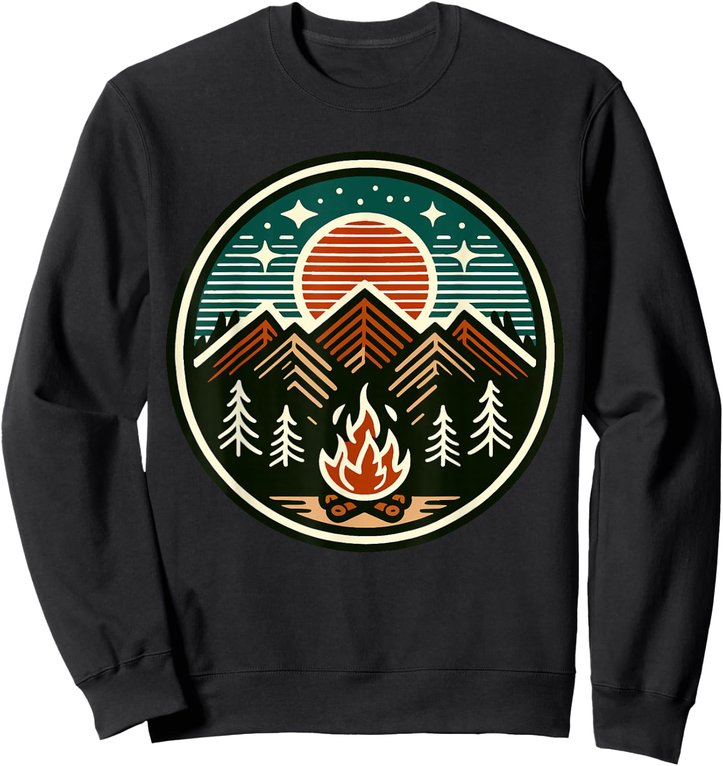 Retro Vintage Campfire Camping Camper Outdoor Camp Men Women Sweatshirt - Sweatshirt | Black