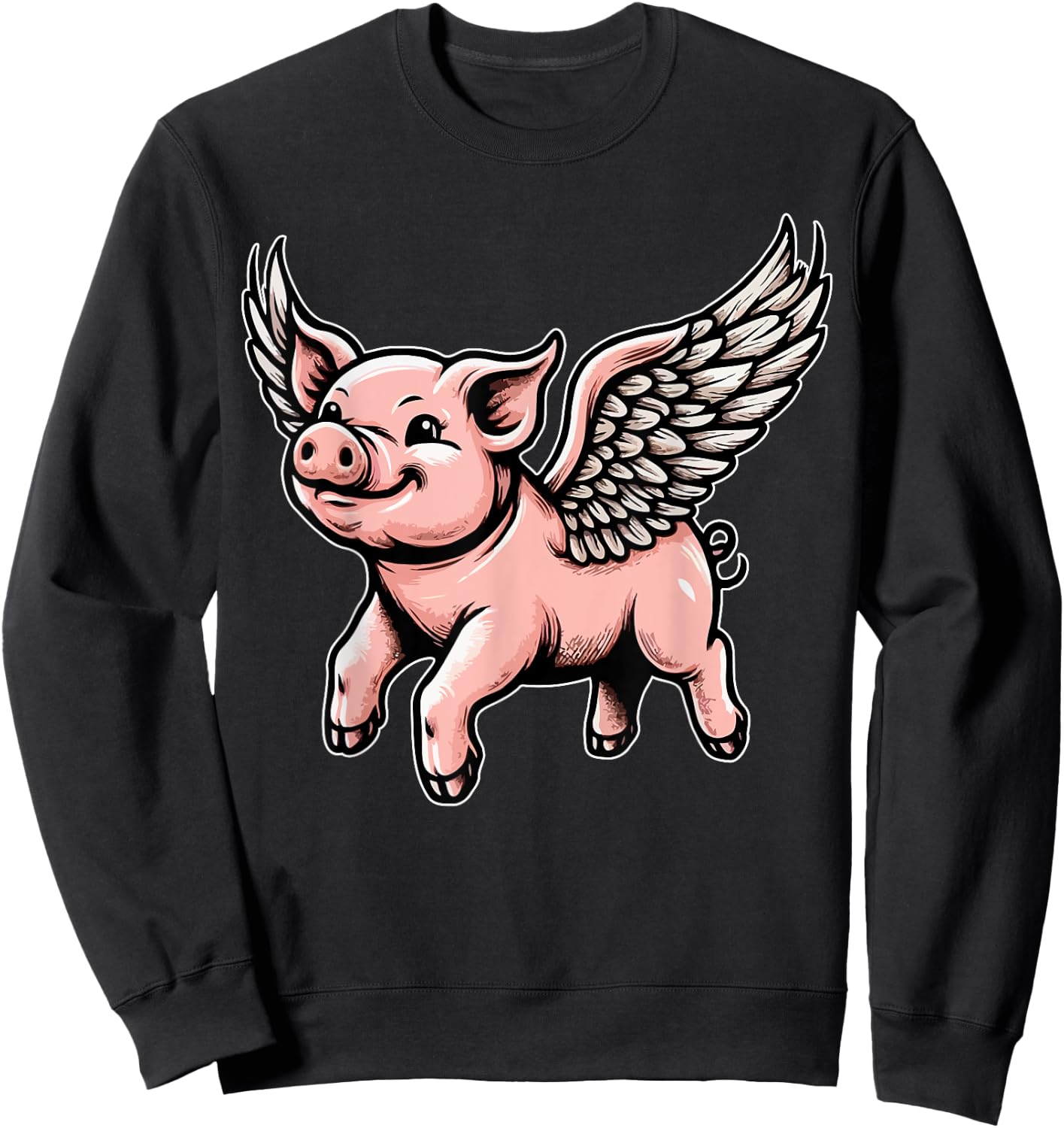 Flying Pig with Wings Dreamers Delight Pig Lovers Funny Sweatshirt - Sweatshirt | Black