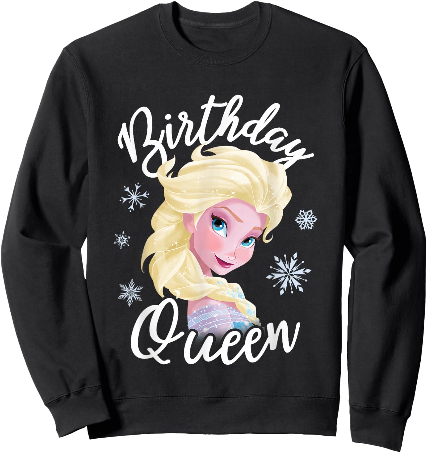 Disney Frozen Birthday Queen Elsa Big Chest Portrait Sweatshirt - Sweatshirt | Black