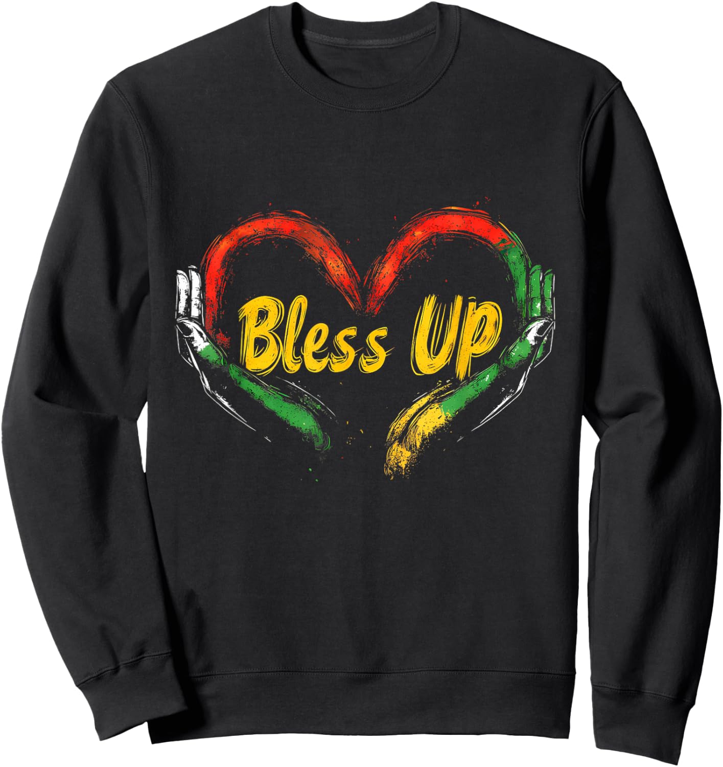 Hand Heart Reggae Rastafari Jamaican Roots Rasta Sweatshirt - Sweatshirt | Black