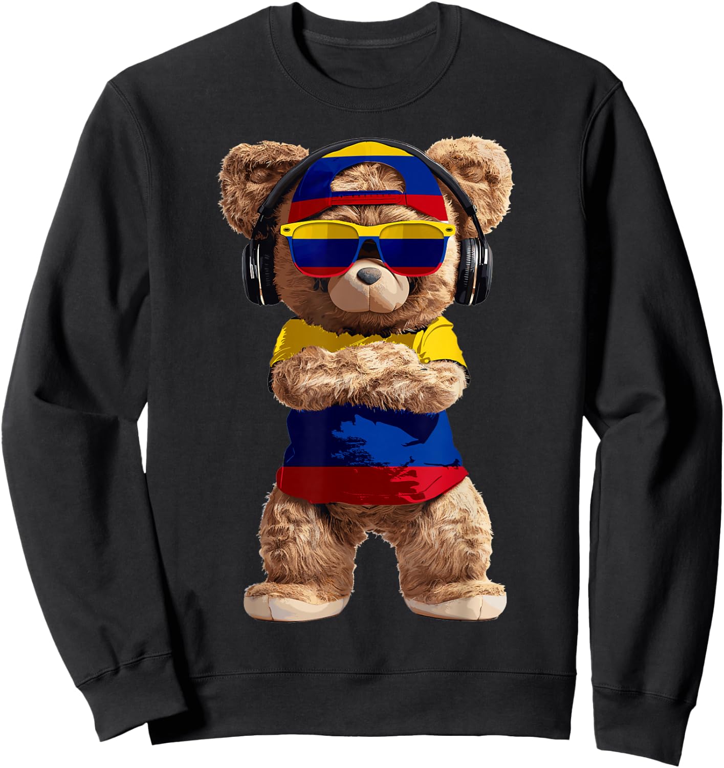 Colombia Flag Souvenirs Bear Outfit Products Colombian Sweatshirt - Sweatshirt | Black