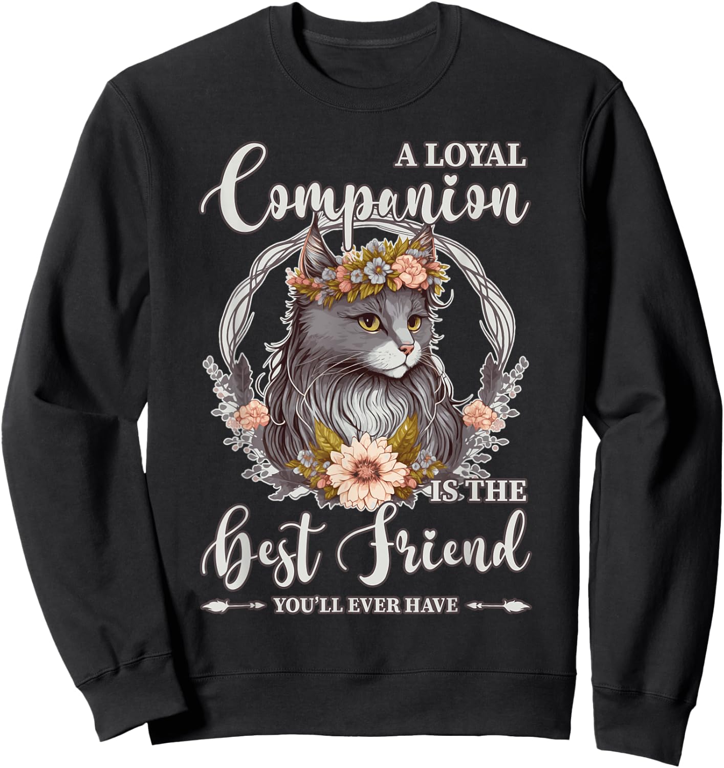 Cute Flower Crown Cat Pet Lover Quotes Fur Parent Men Women Kids Sweatshirt - Sweatshirt | Black