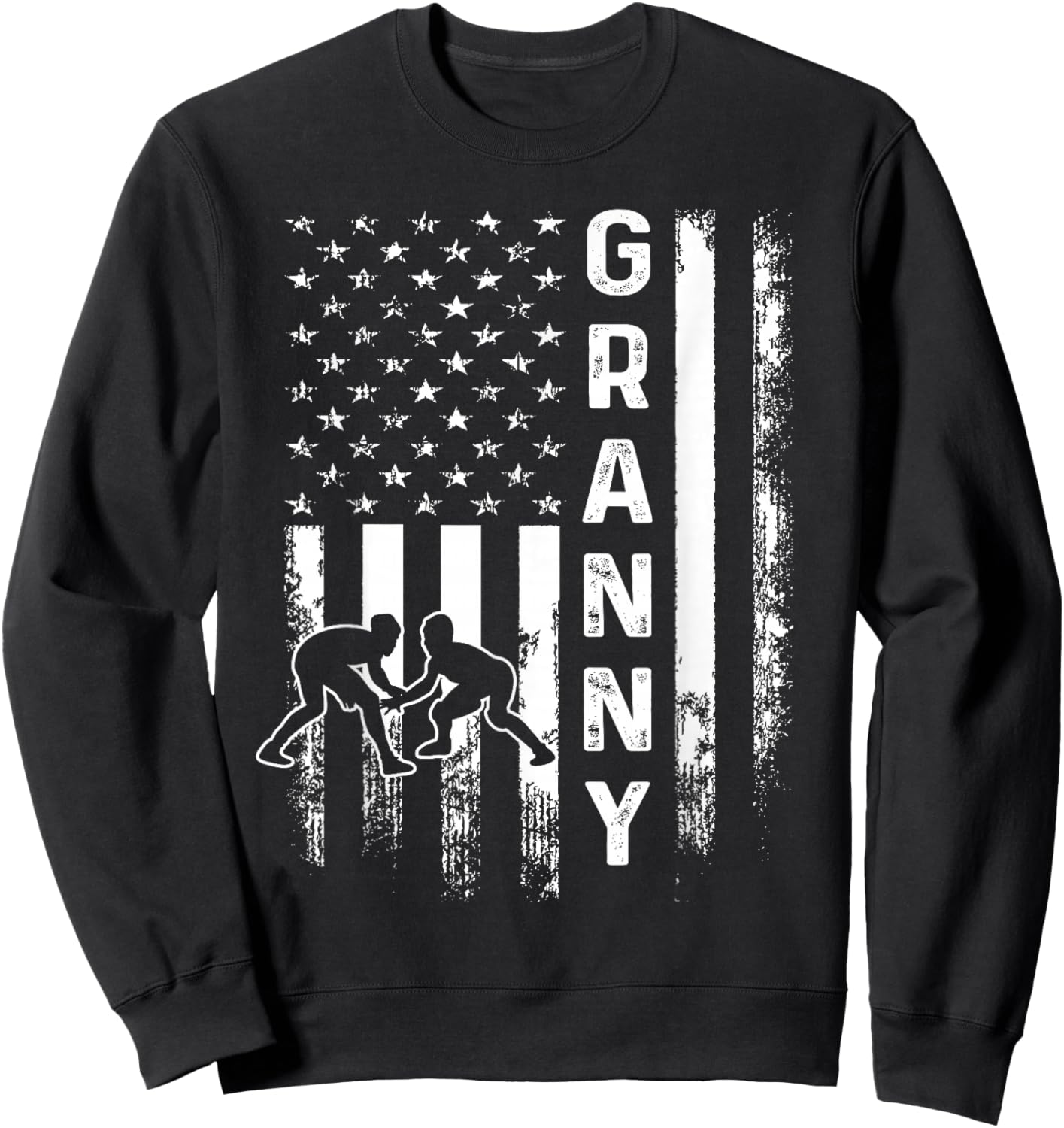 Wrestling Granny America Flag Vintage Christmas Xmas Sweatshirt - Sweatshirt | Black