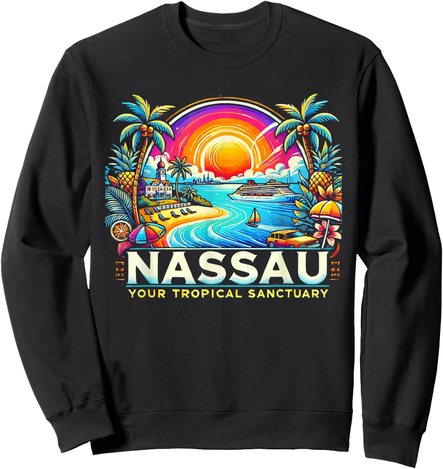 Nassau Bahamas Travel Vacation Beach I Love Nassau Sweatshirt - Sweatshirt | Black
