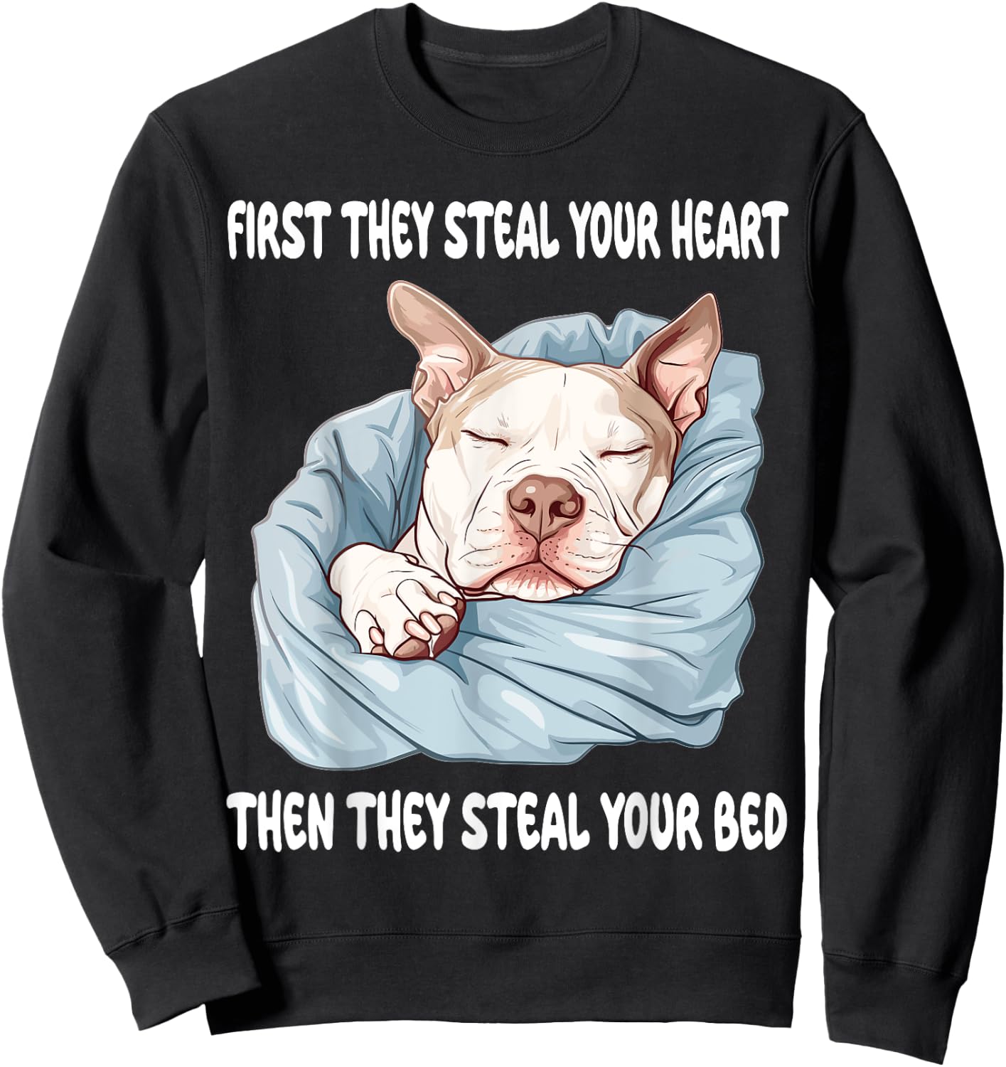 Pitbull Sleeping Pajamas Nightgown Sweatshirt - Sweatshirt | Black