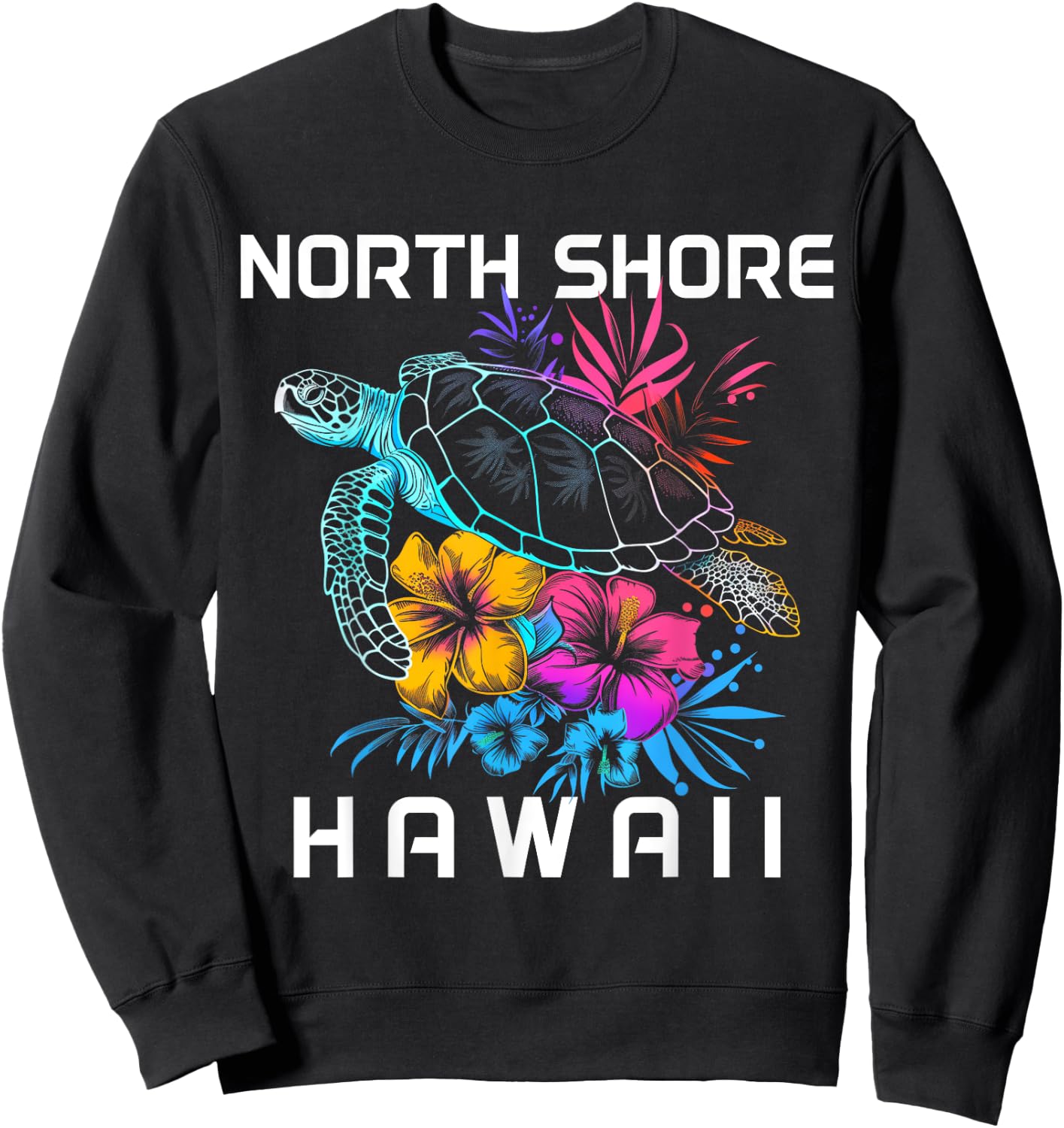 North Shore Hawaii Sea Turtle Hawaiian Diving Surfer Sweatshirt - Sweatshirt | Black