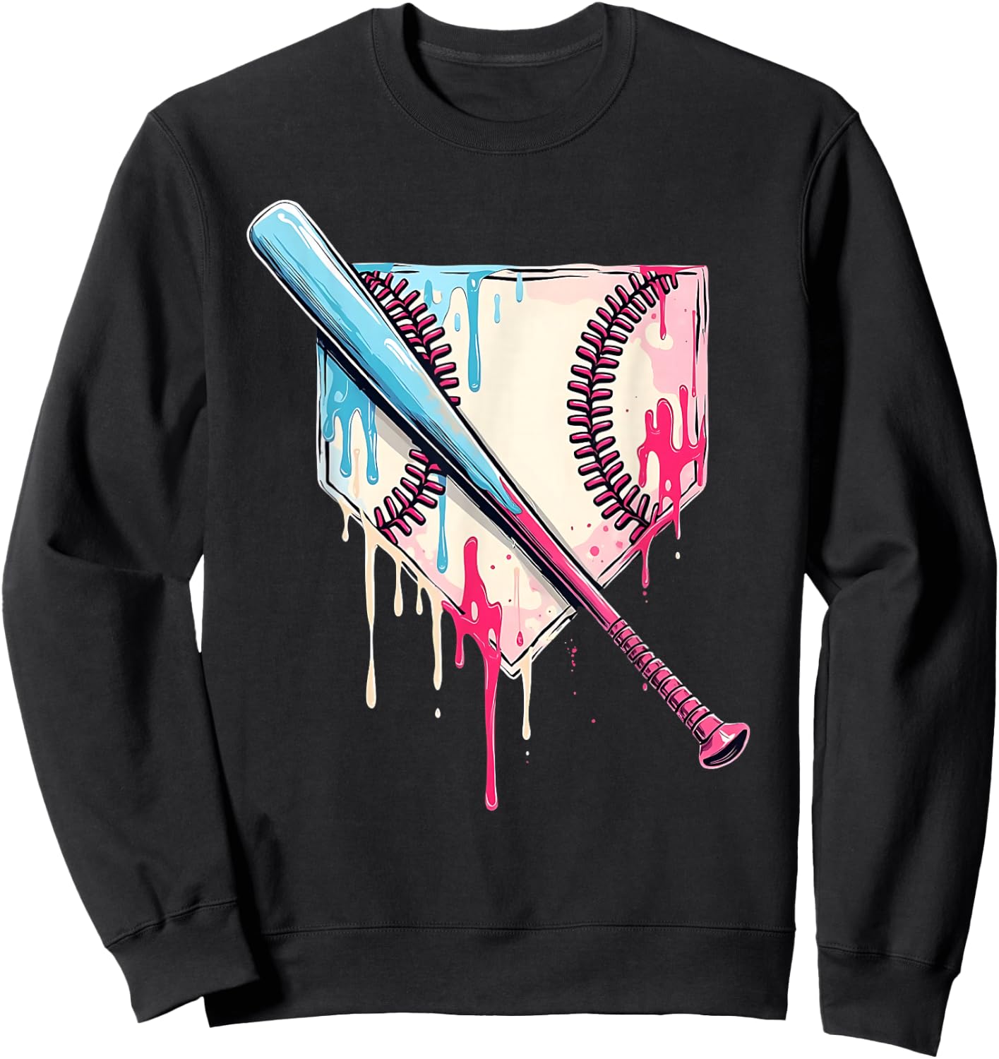 Cool Sport Baseball Home Plate Drip With Sprinkles Drip Sweatshirt - Sweatshirt | Black