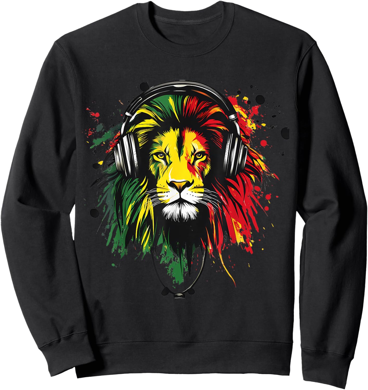 Rasta Reggae Music DJ Lion Of Judah Rastafarian Roots Sweatshirt - Sweatshirt | Black