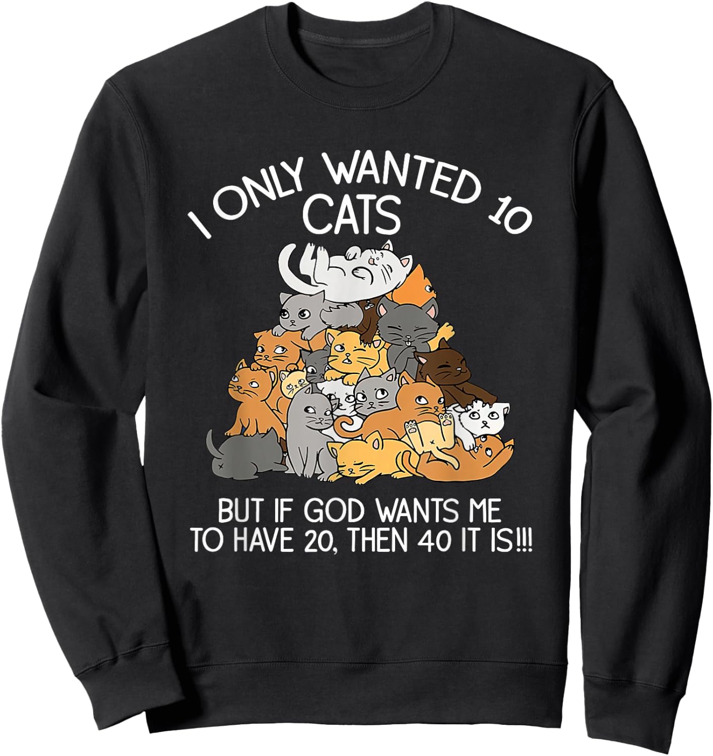 I Only Wanted 10 Cats But If God Wants Me To Have 20 Sweatshirt - Sweatshirt | Black