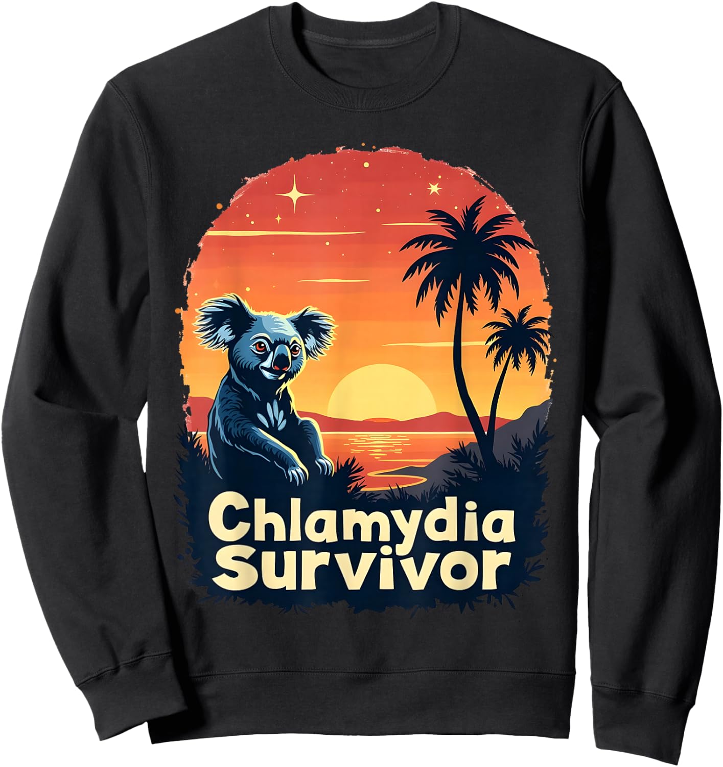 Chlamydia Survivor Funny Adult Joke Retro Vintage Koala Men Sweatshirt - Sweatshirt | Black