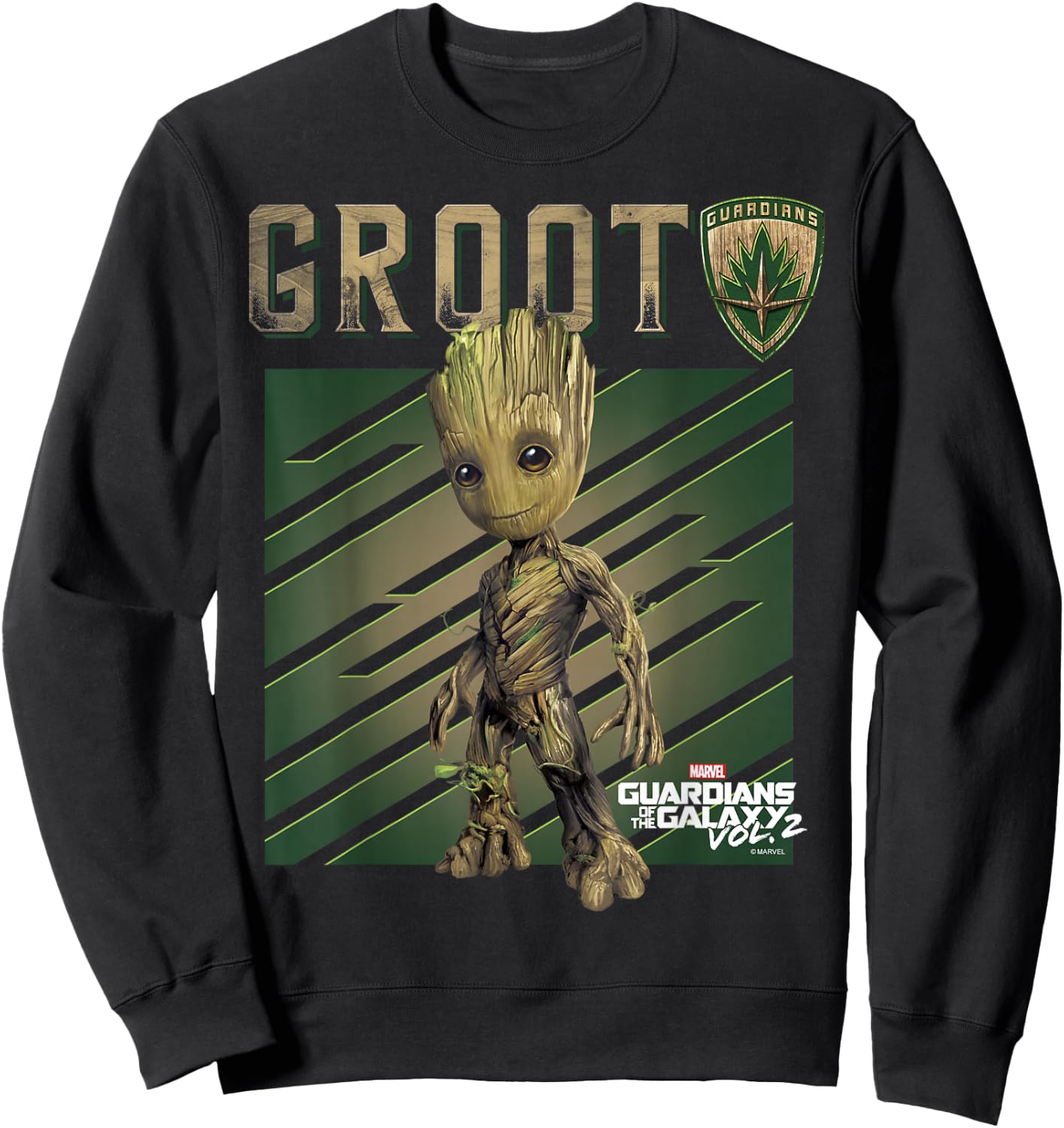 Marvel Guardians of The Galaxy Vol 2 Baby Groot Shield Sweatshirt - Sweatshirt | Black