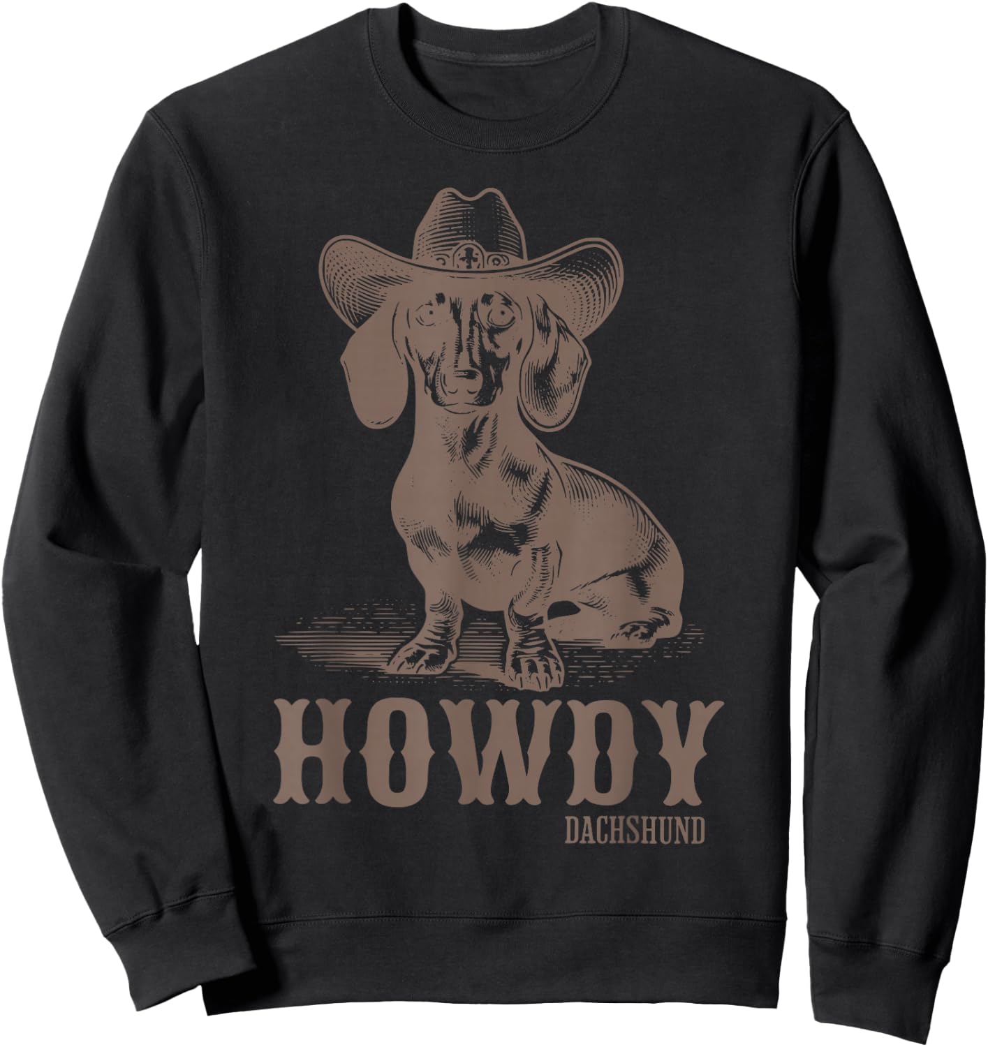 Vintage Rodeo Cowboy Hat Dachshund Howdy Western Doxie Mama Sweatshirt - Sweatshirt | Black