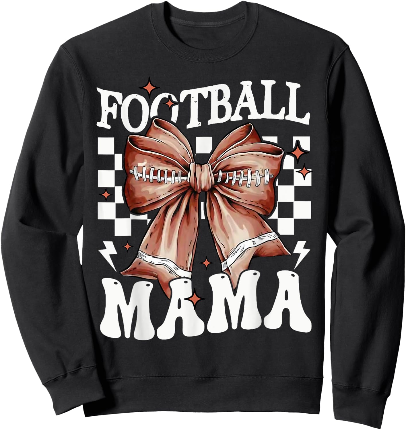 Coquette Bow American Football Mama Thanksgiving Autumn Fall Sweatshirt - Sweatshirt | Black