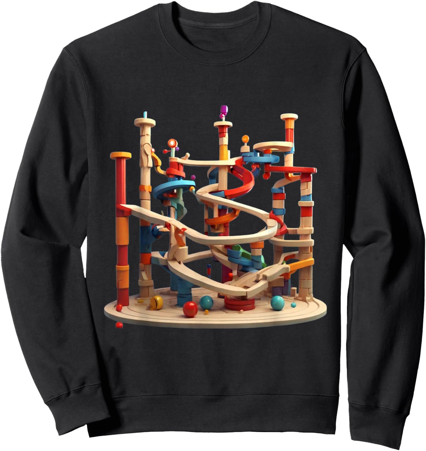 Marble Run Graphic Design Sweatshirt - Sweatshirt | Black