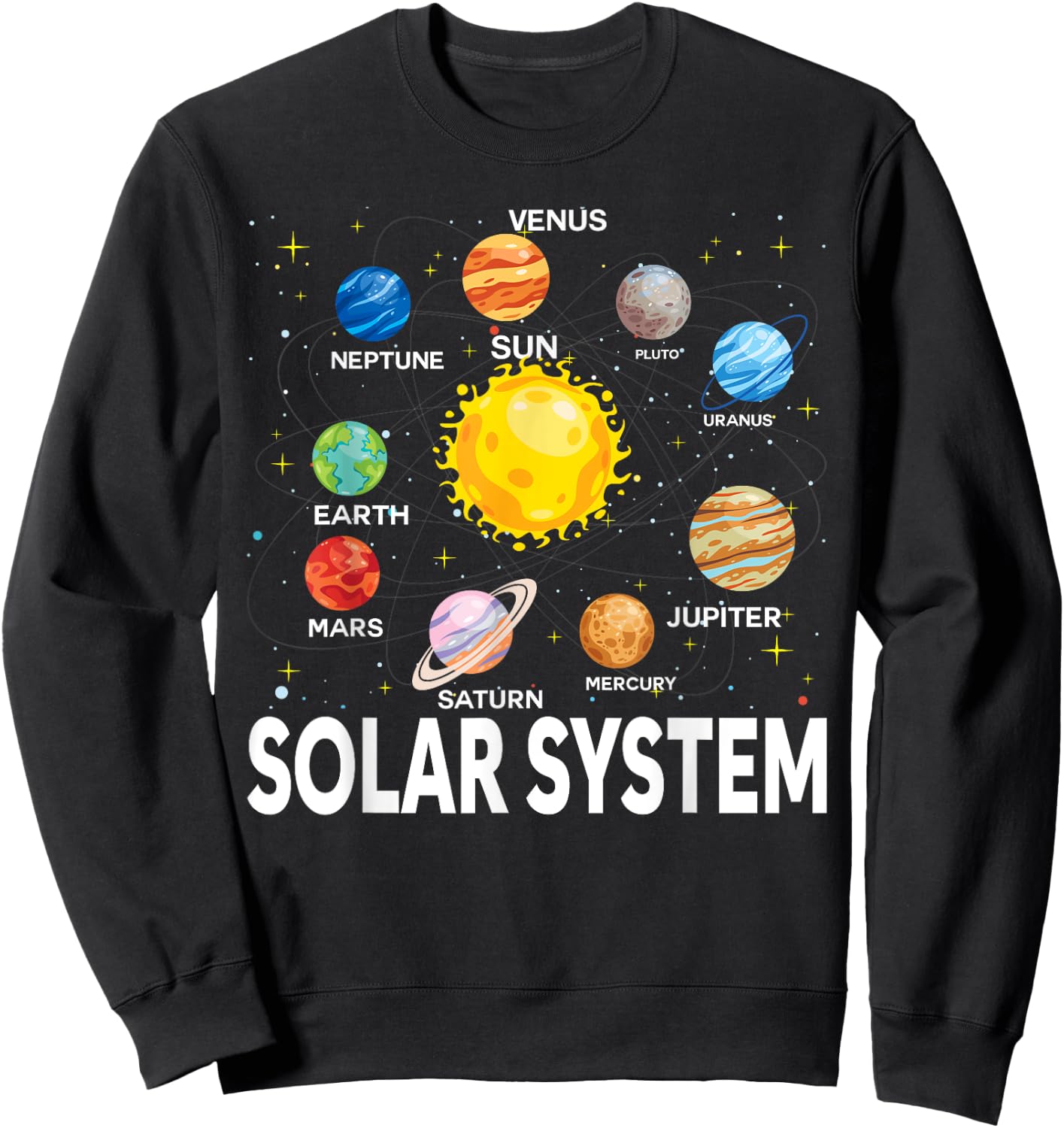 Solar System Planets Science Space Boys Girls STEM Kids Sweatshirt - Sweatshirt | Black